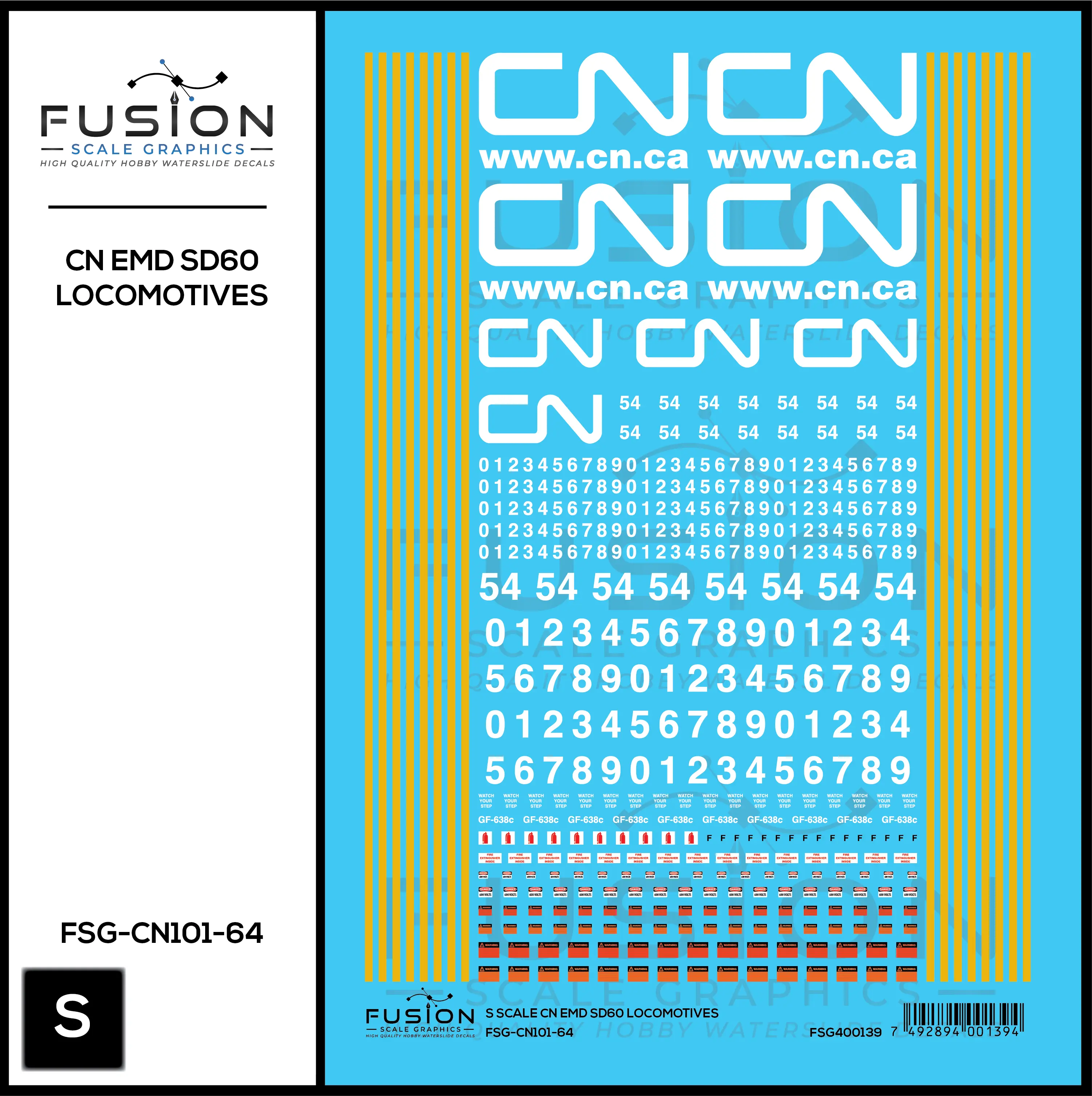 S Scale Canadian National EMD SD60 Locomotives Decal Set Fusion Scale Graphics
