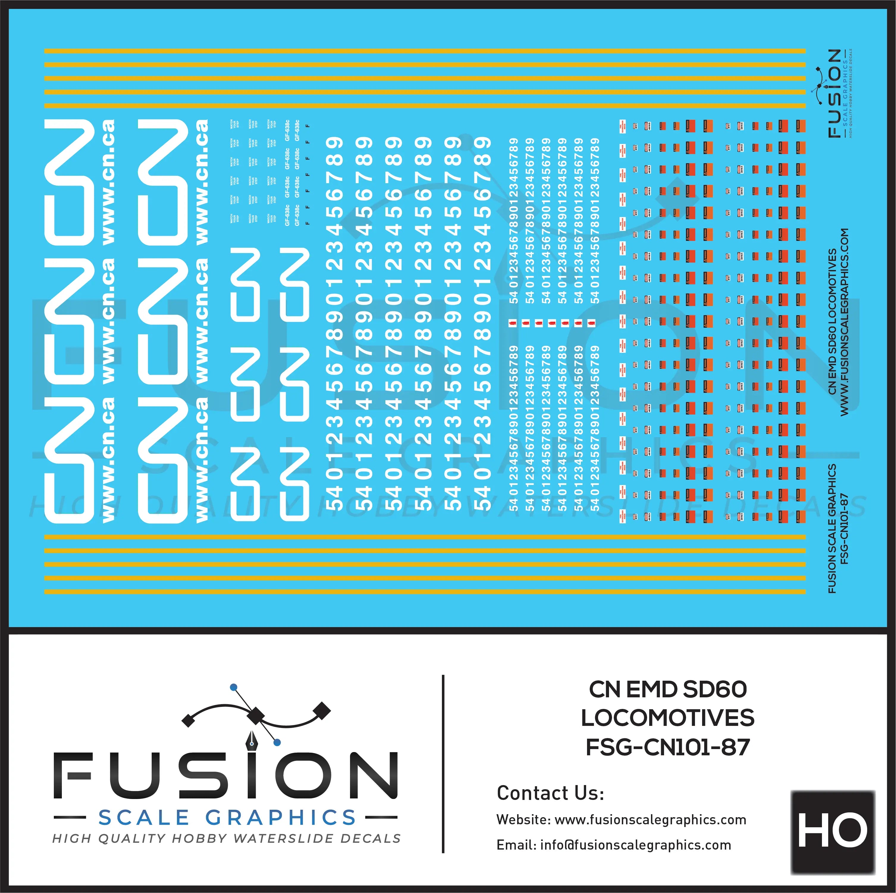 HO Scale Canadian National CN EMD SD60 Locomotives Decal Set Fusion Scale Graphics