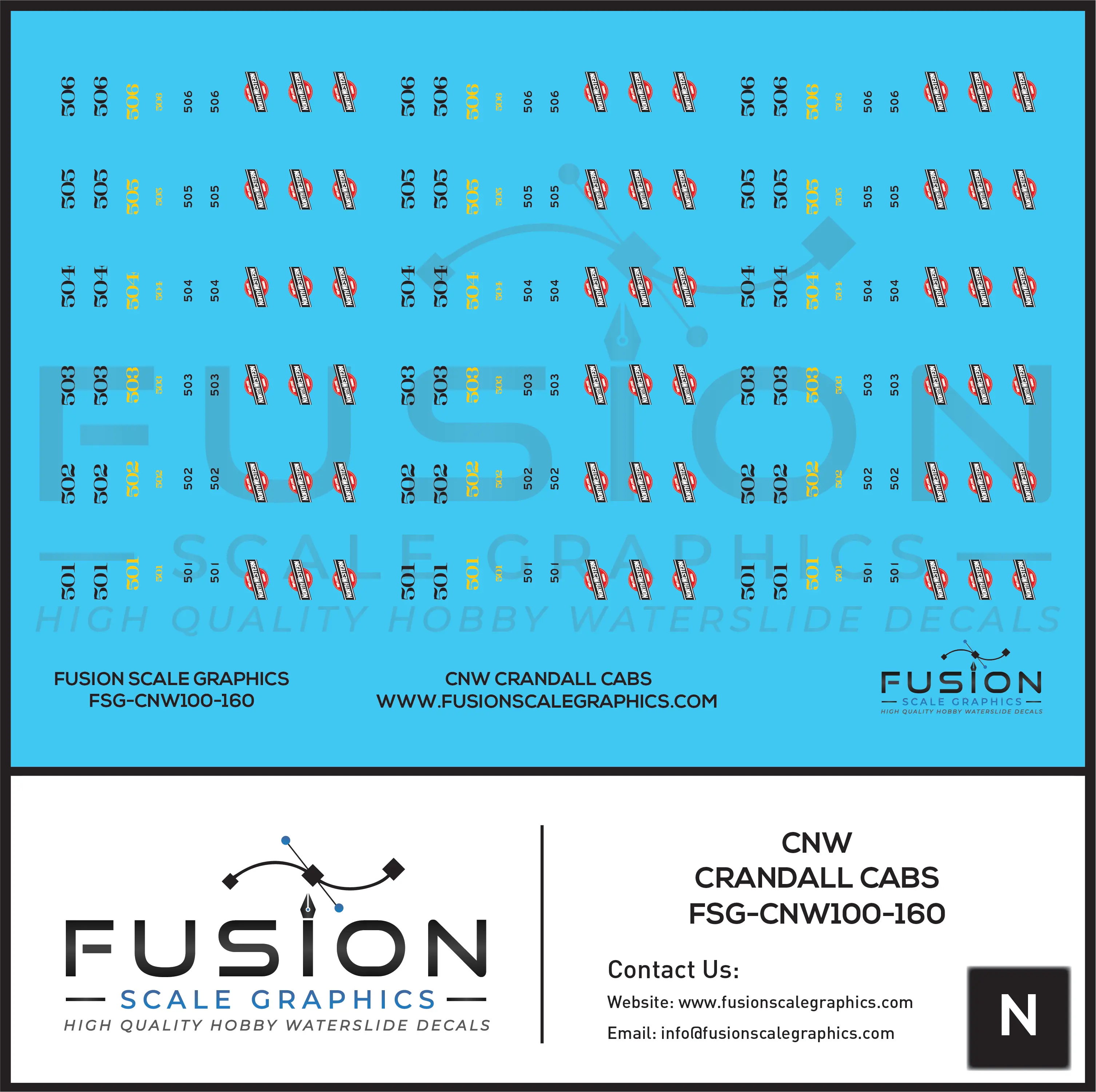 N Scale CNW Crandall Cabs Decal Set Fusion Scale Graphics