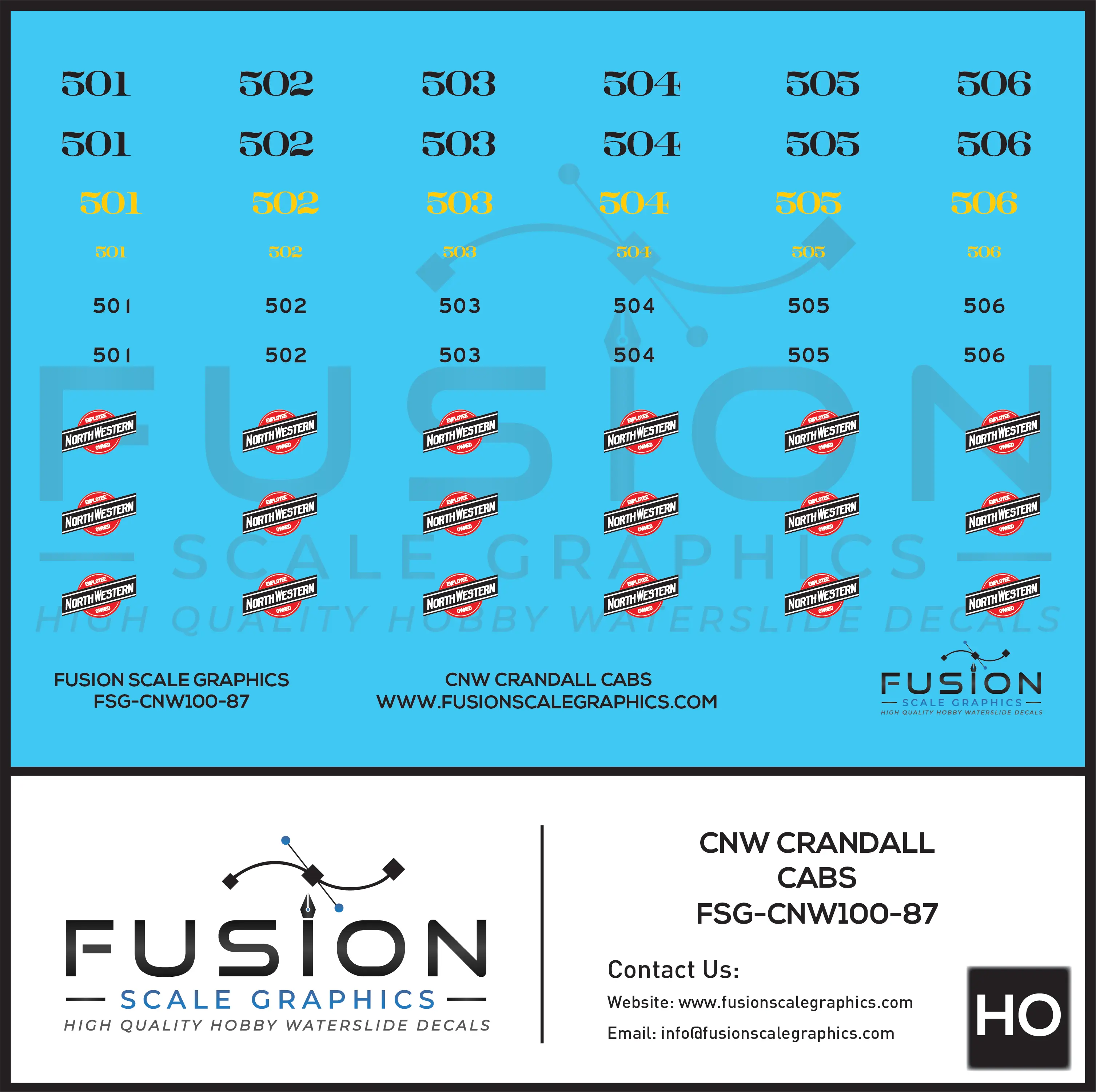 HO Scale CNW Crandall Cabs Decal Set Fusion Scale Graphics