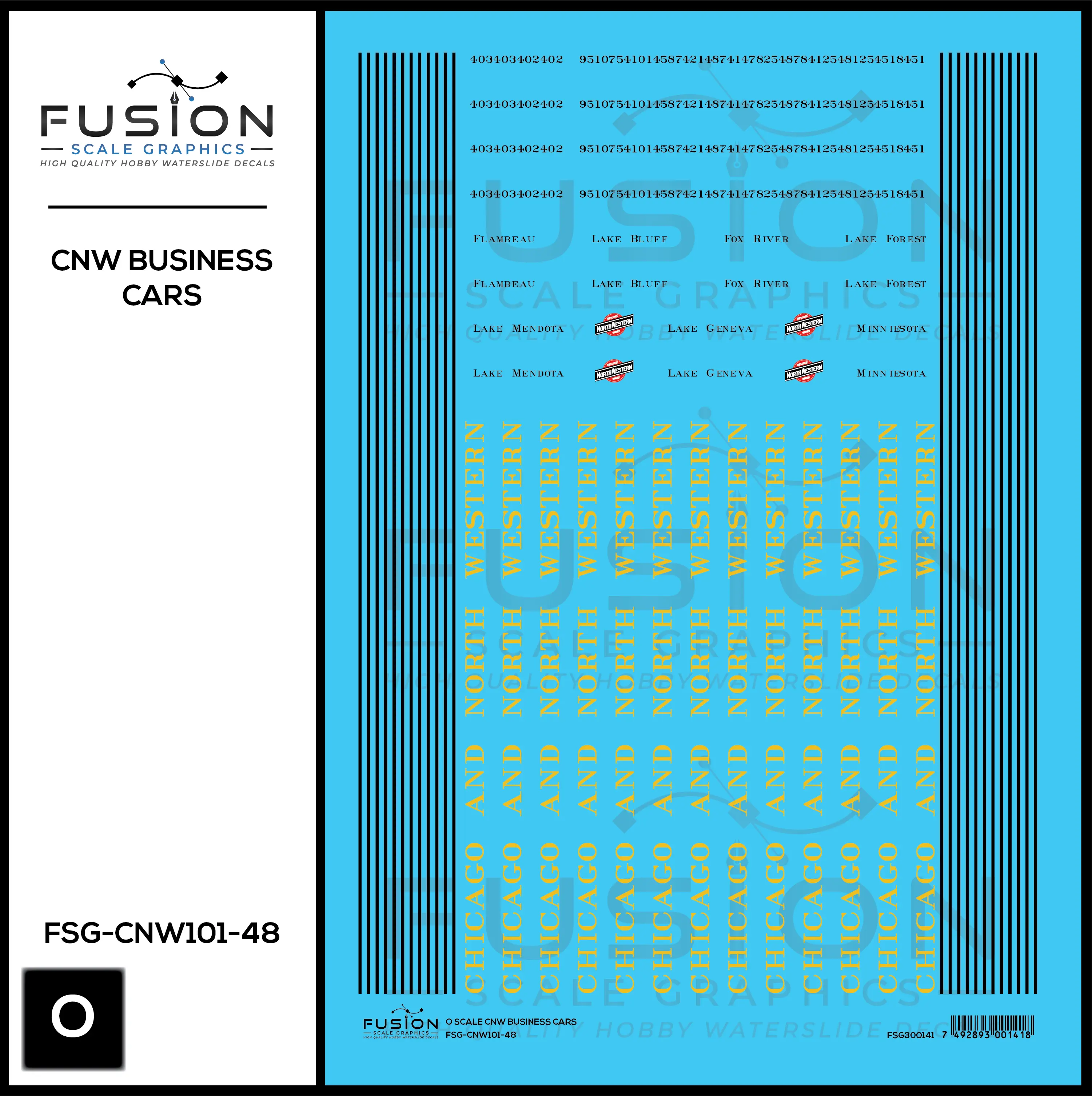 O Scale CNW Chicago & North Western Business Cars Decal Set Fusion Scale Graphics