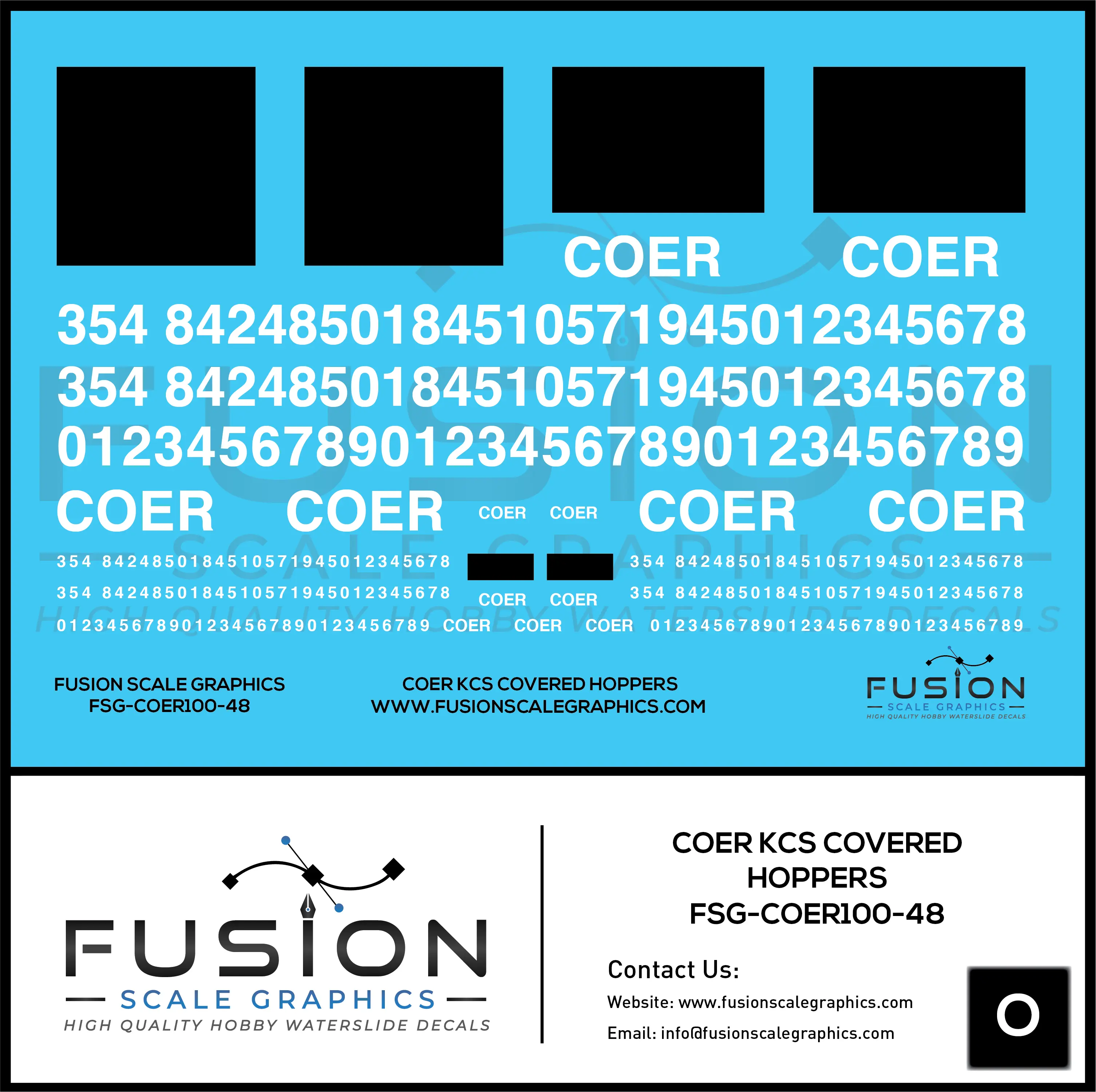 O Scale COER Covered Hoppers Patching Decal Set Fusion Scale Graphics