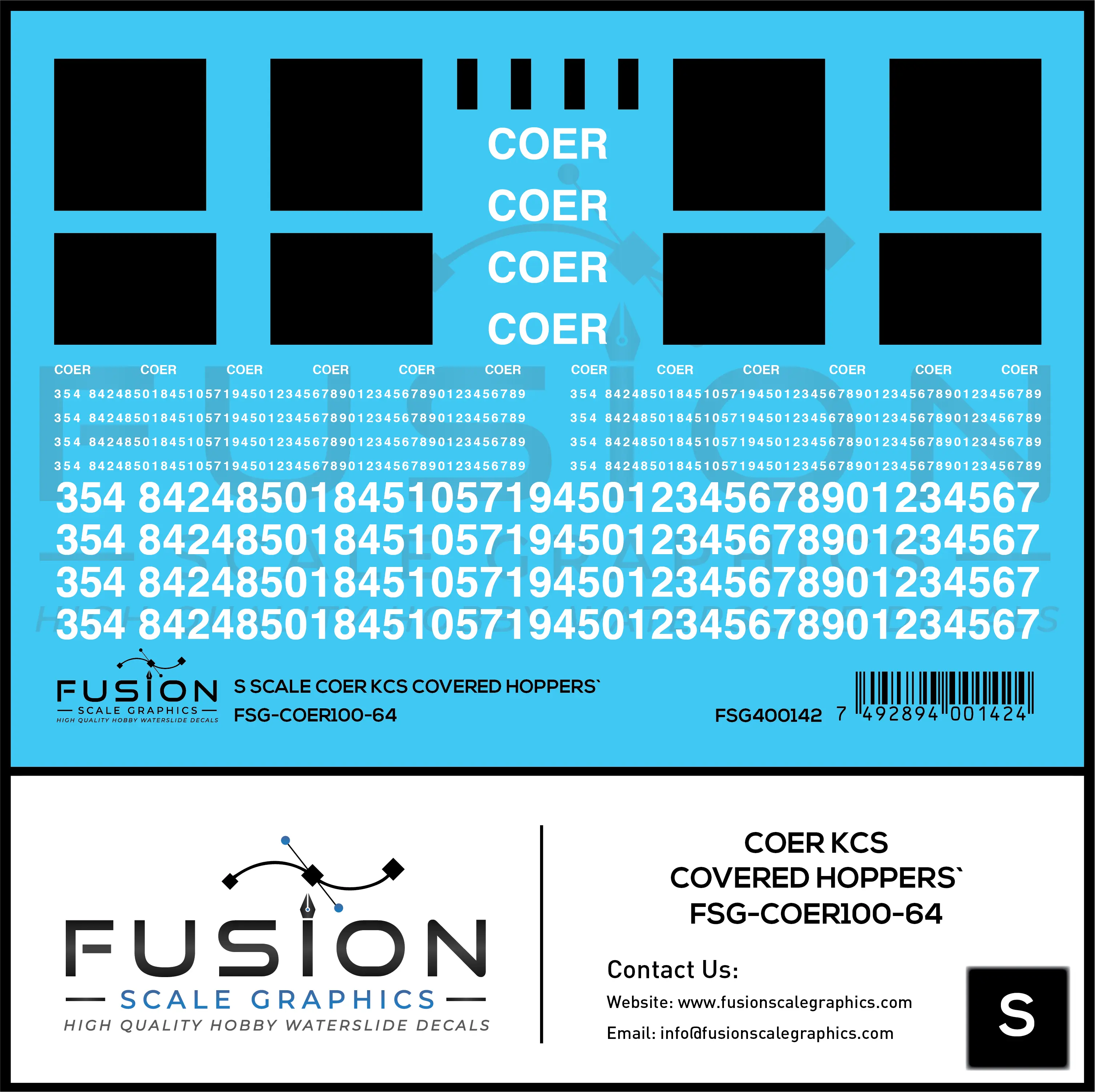 S Scale COER Covered Hoppers Patching Decal Set Fusion Scale Graphics