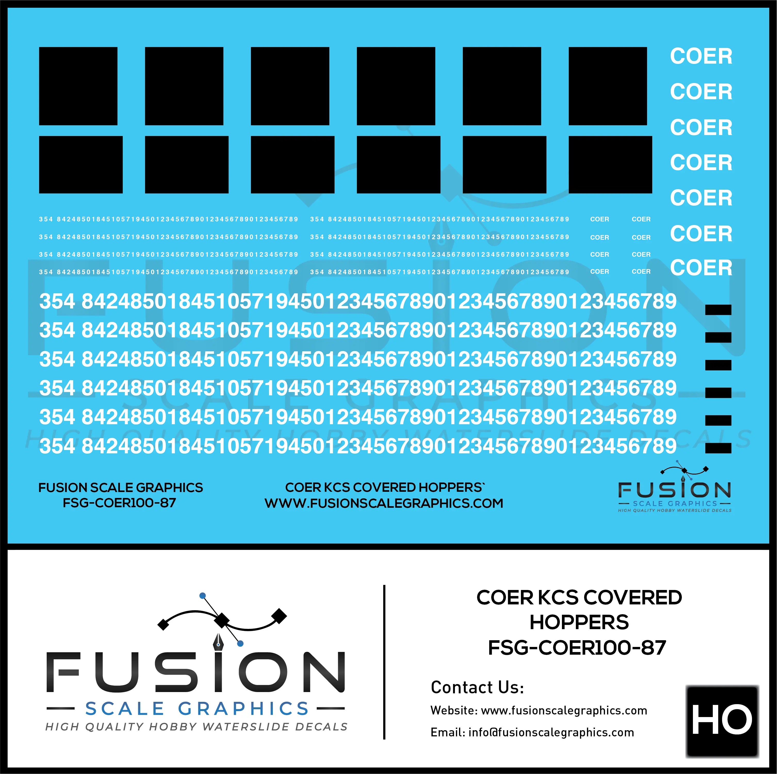HO Scale COER Covered Hoppers Patching Decal Set Fusion Scale Graphics