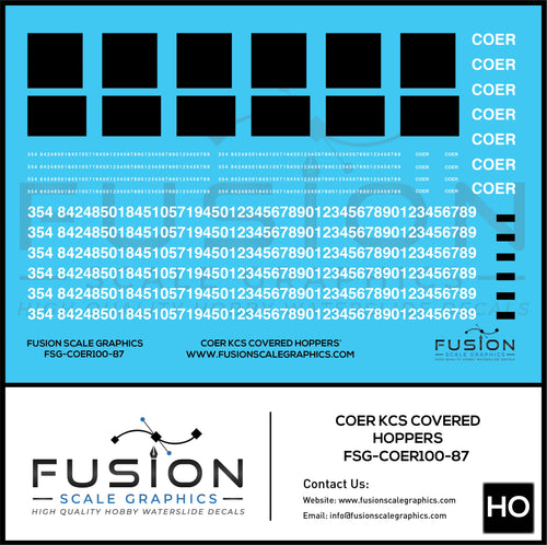 HO Scale COER Covered Hoppers Patching Decal Set Fusion Scale Graphics
