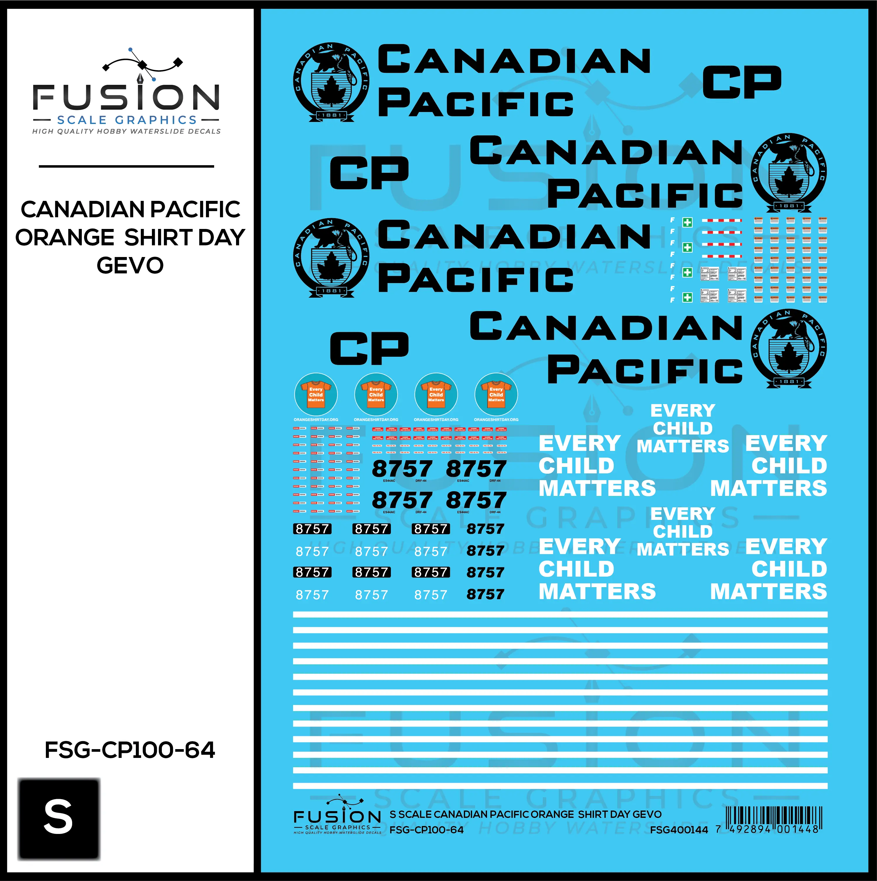 S Scale Canadian Pacific Every Child Matters GEVO Decal Set - Front Range Hobbies