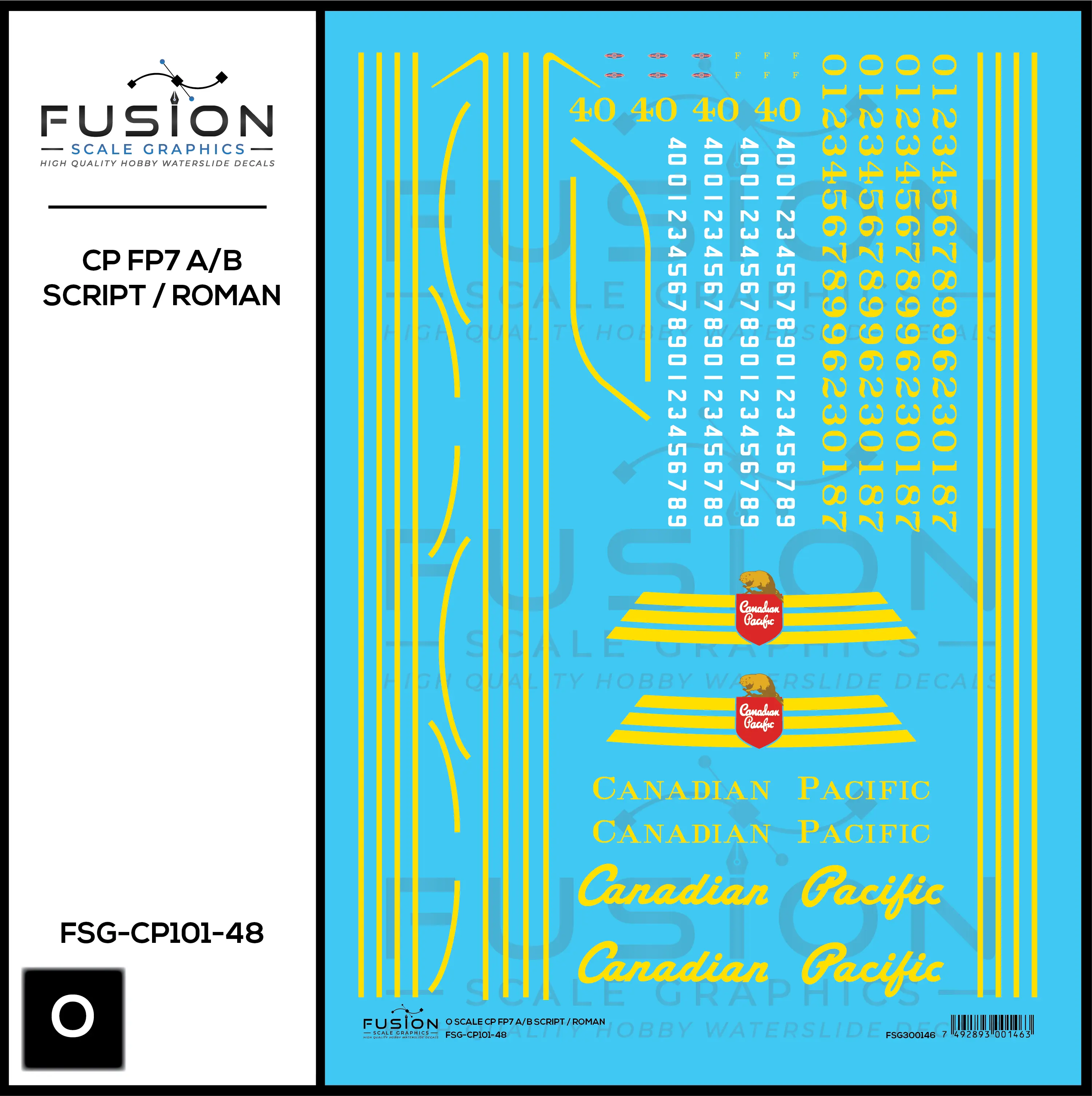 O Scale Canadian Pacific EMD FP7 A/B Locomotives Decal Set Fusion Scale Graphics