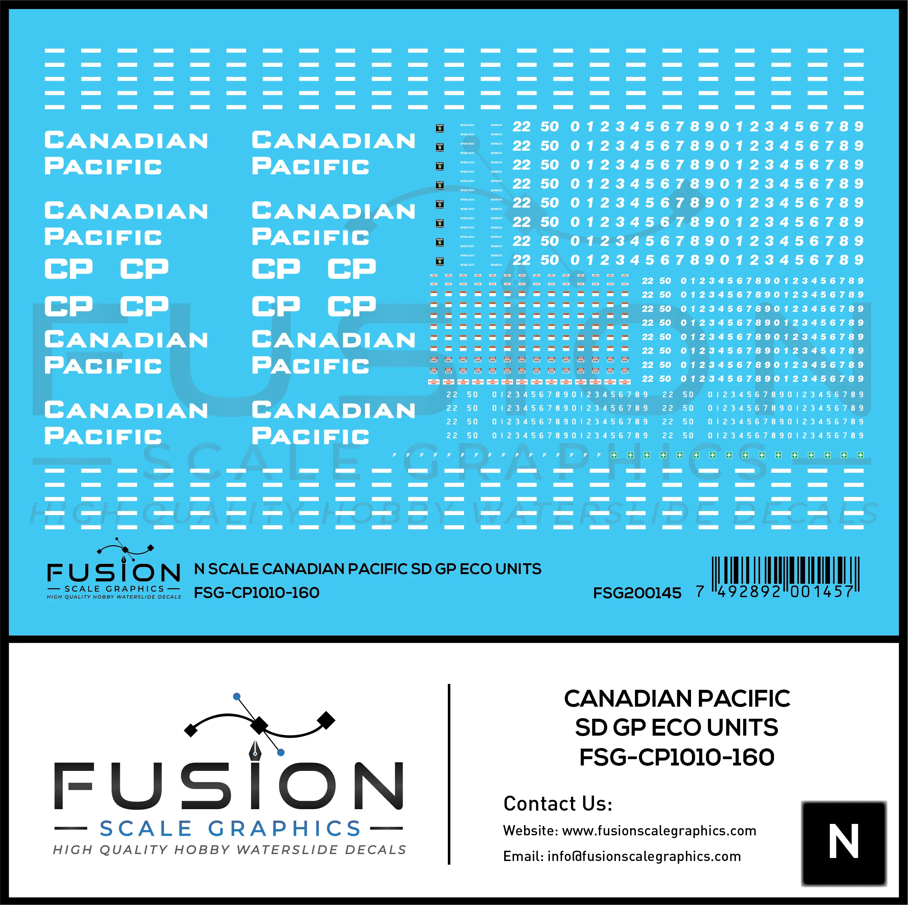 N Scale Canadian Pacific EMD SD GP ECO Rebuild Locomotive Decal Set Fusion Scale Graphics