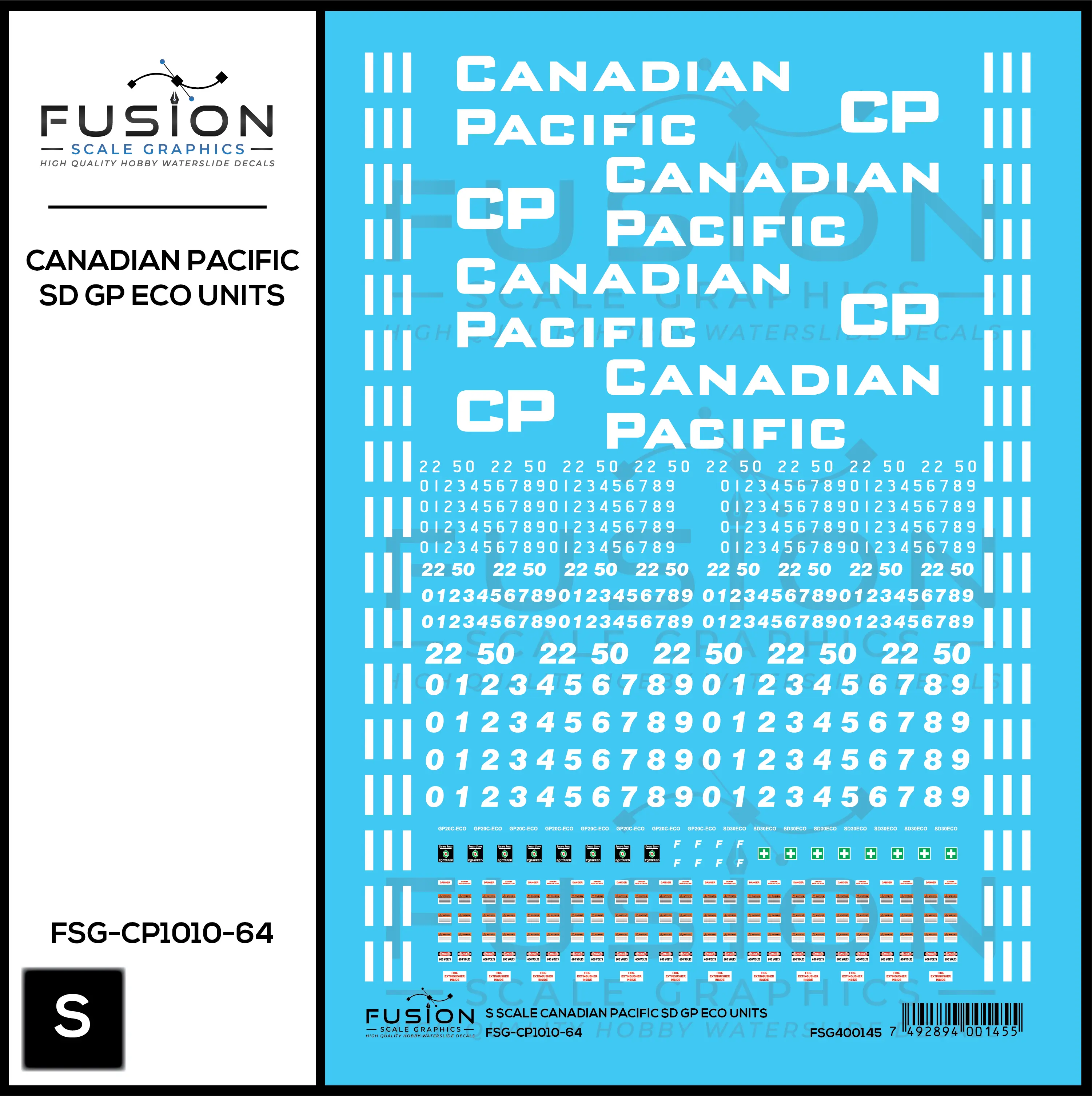 S Scale Canadian Pacific EMD SD GP ECO Rebuild Locomotive Decal Set Fusion Scale Graphics