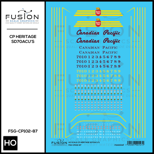 HO Scale Canadian Pacific Heritage SD70ACU Locomotives Decal Set Fusion Scale Graphics