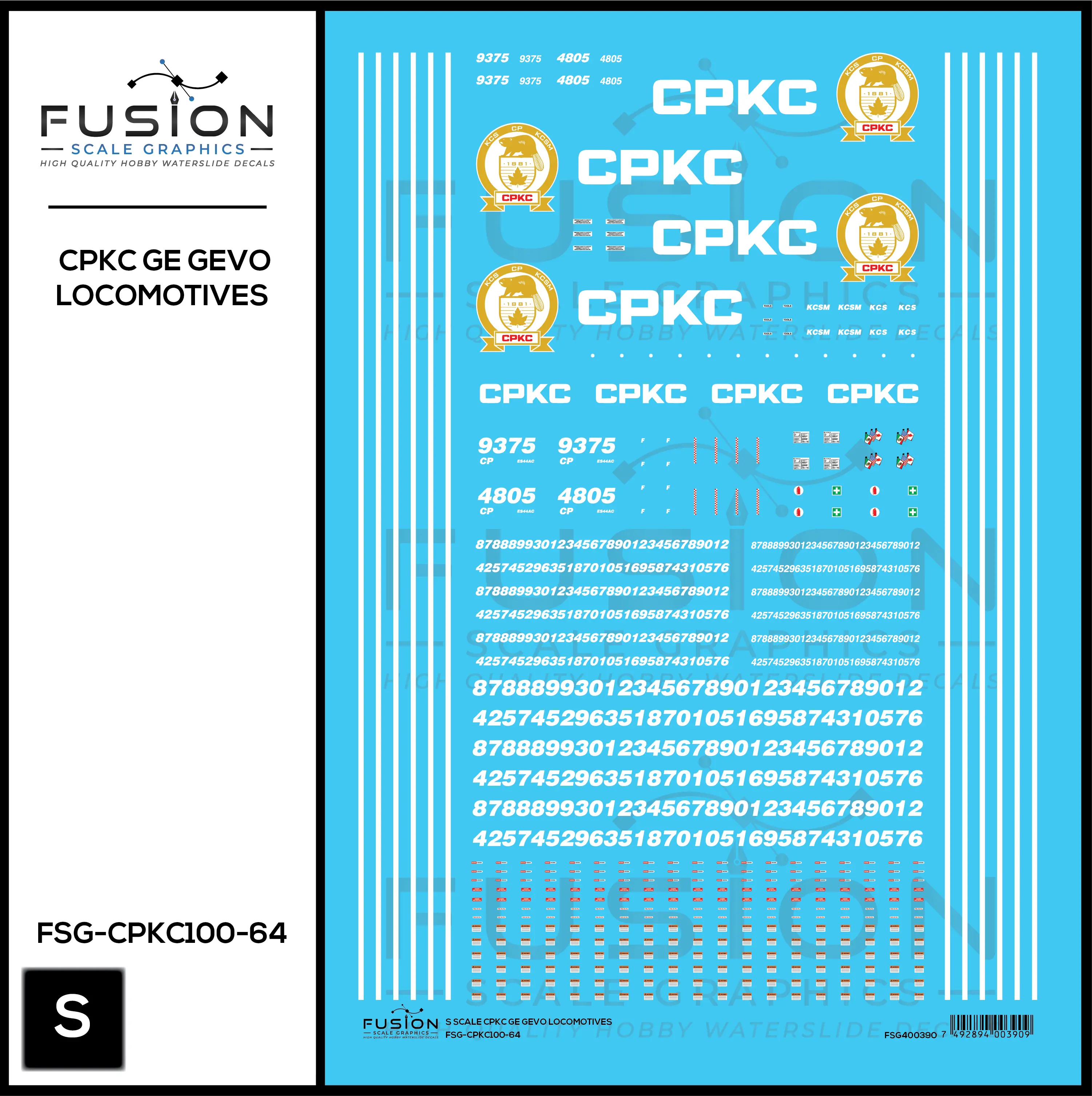 S Scale CPKC ES44AC Locomotives Decal Set Fusion Scale Graphics