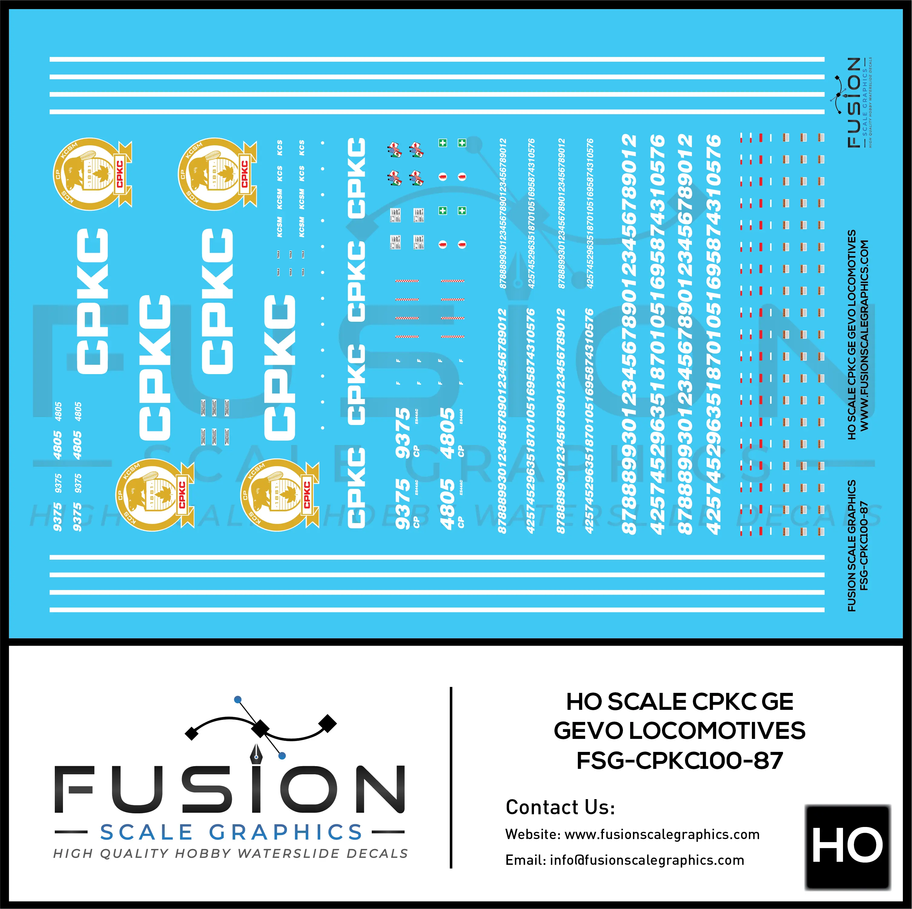 HO Scale CPKC ES44AC Locomotives Decal Set Fusion Scale Graphics