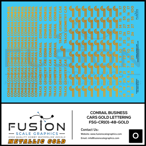 Metallic Gold O Scale Conrail Business Cars Decal Set Fusion Scale Graphics