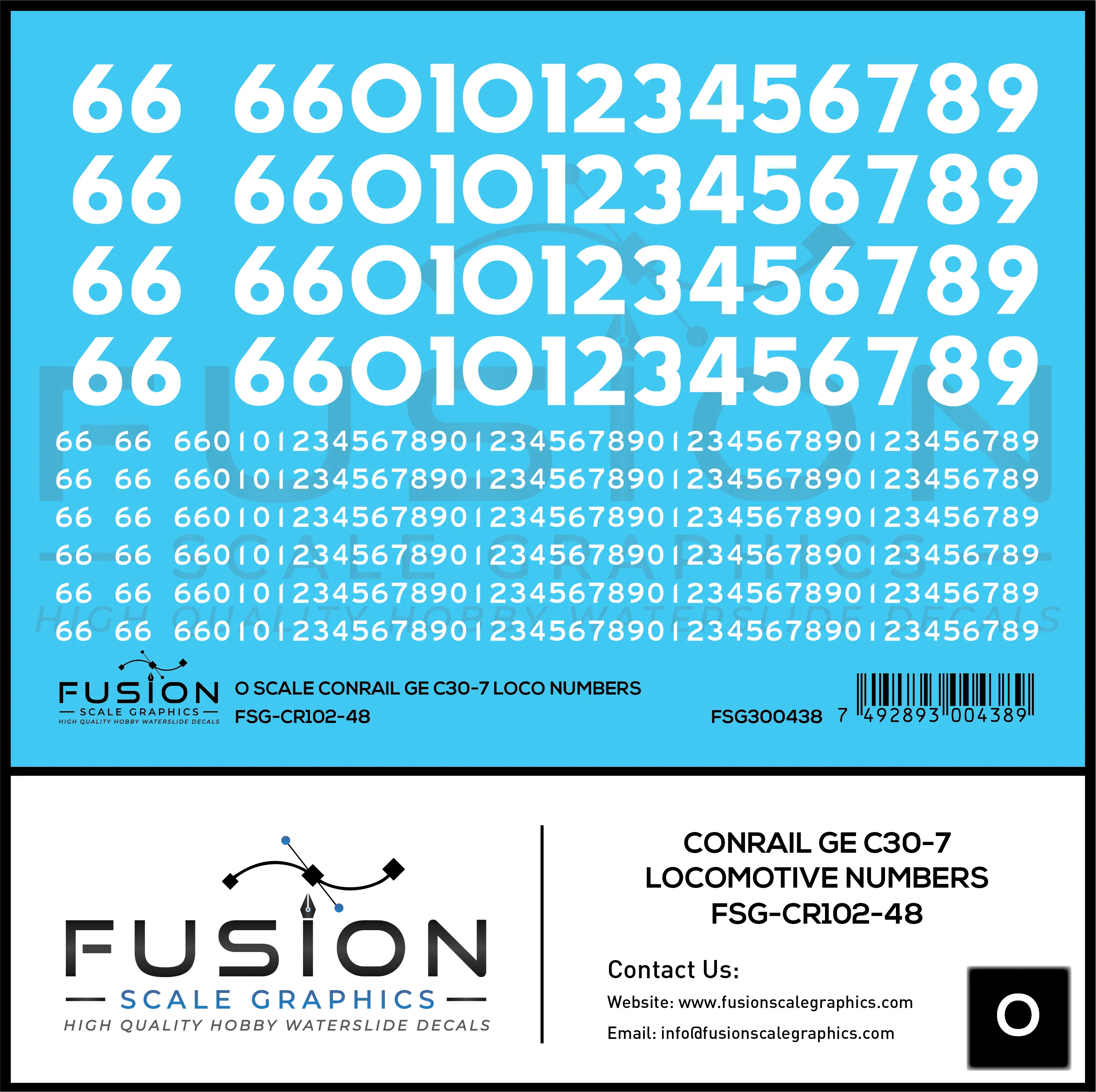 O Scale Conrail GE C30-7 Locomotive Renumber Decal Set Fusion Scale Graphics