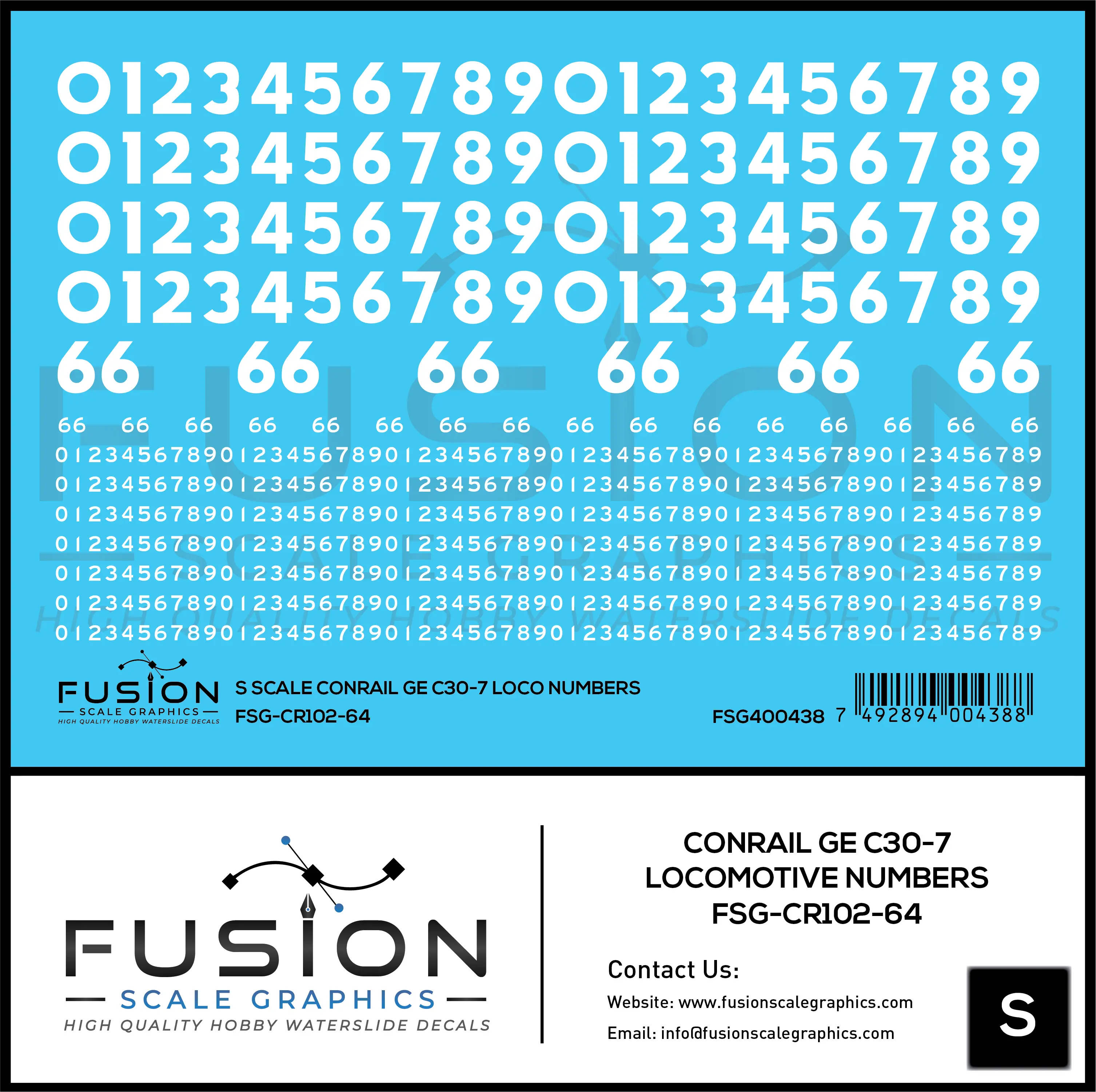 S Scale Conrail GE C30-7 Locomotive Renumber Decal Set Fusion Scale Graphics