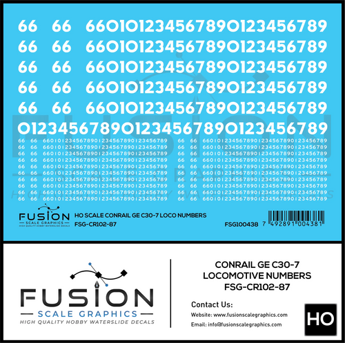 HO Scale Conrail GE C30-7 Locomotive Renumber Decal Set - Front Range Hobbies