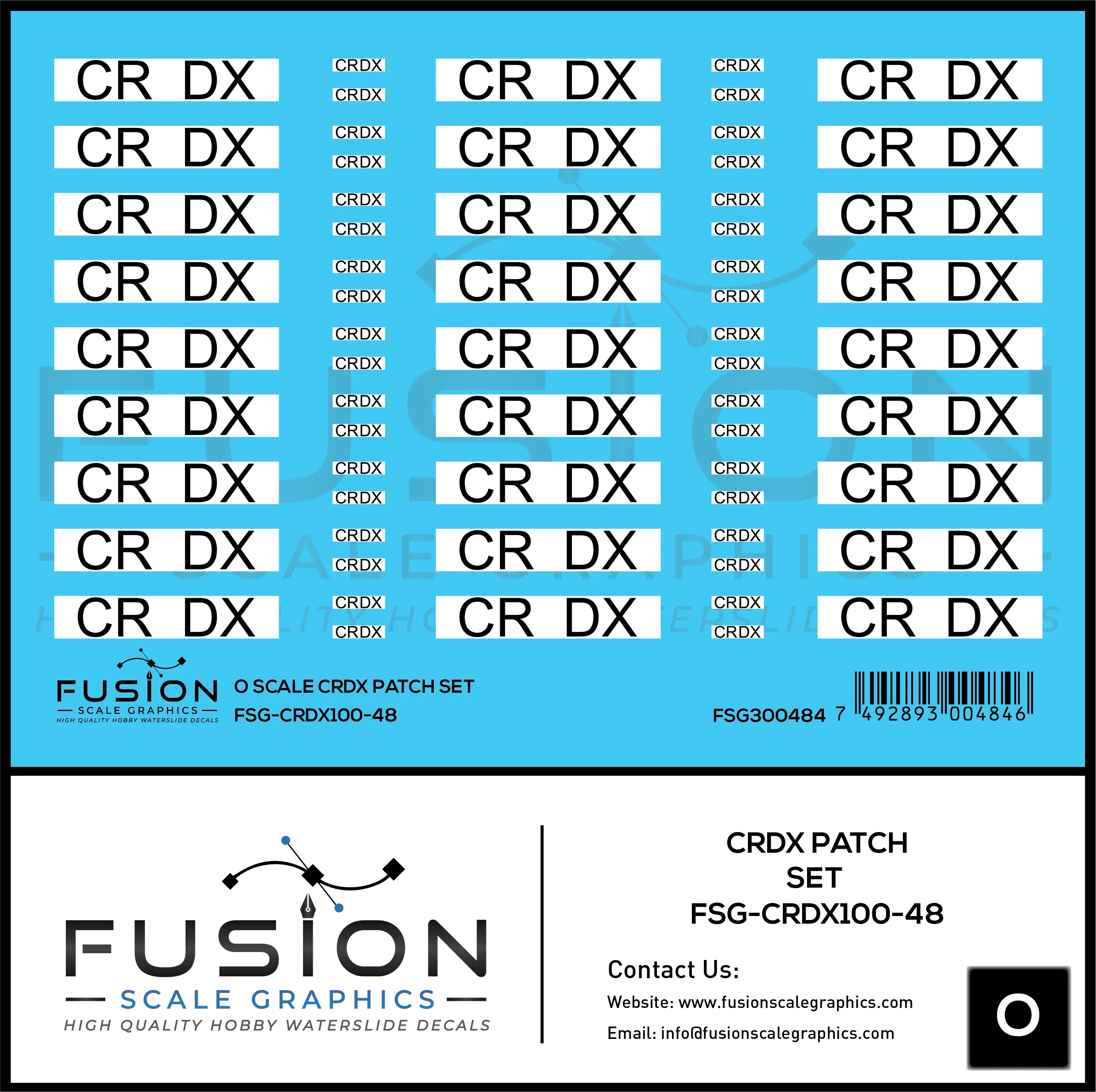 O Scale CRDX Black W/ White Patch Freight Car Repatch Decal Set Fusion Scale Graphics