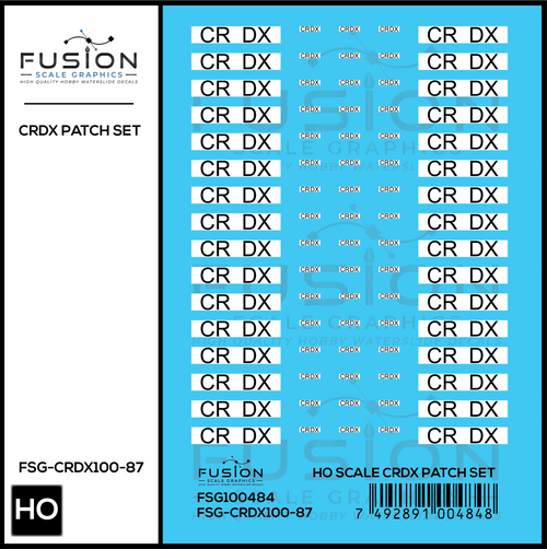 HO Scale CRDX Black W/ White Patch Freight Car Repatch Decal Set Fusion Scale Graphics