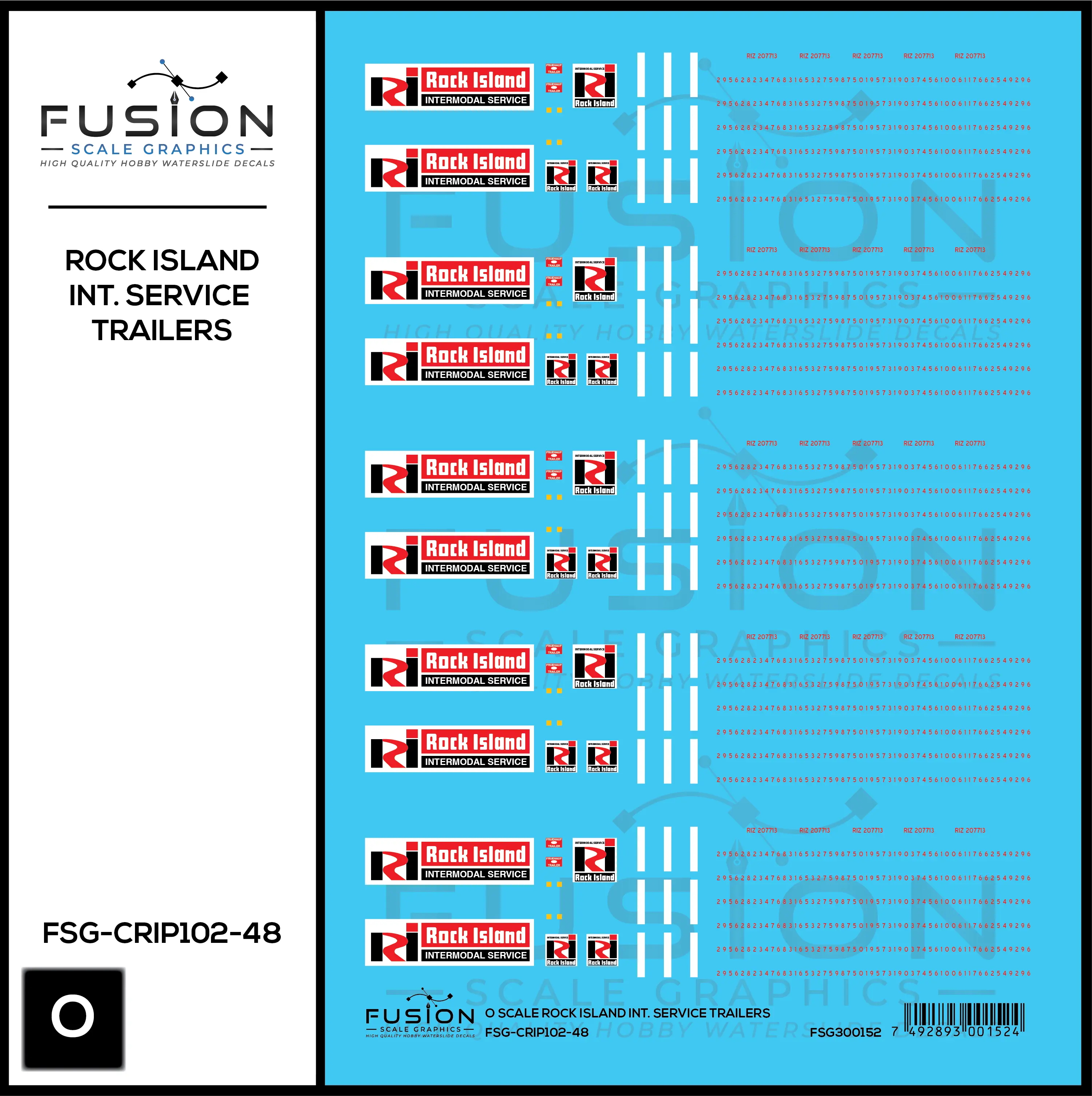 O Scale Rock Island Intermodal Service Truck Trailers Decal Set - Front Range Hobbies