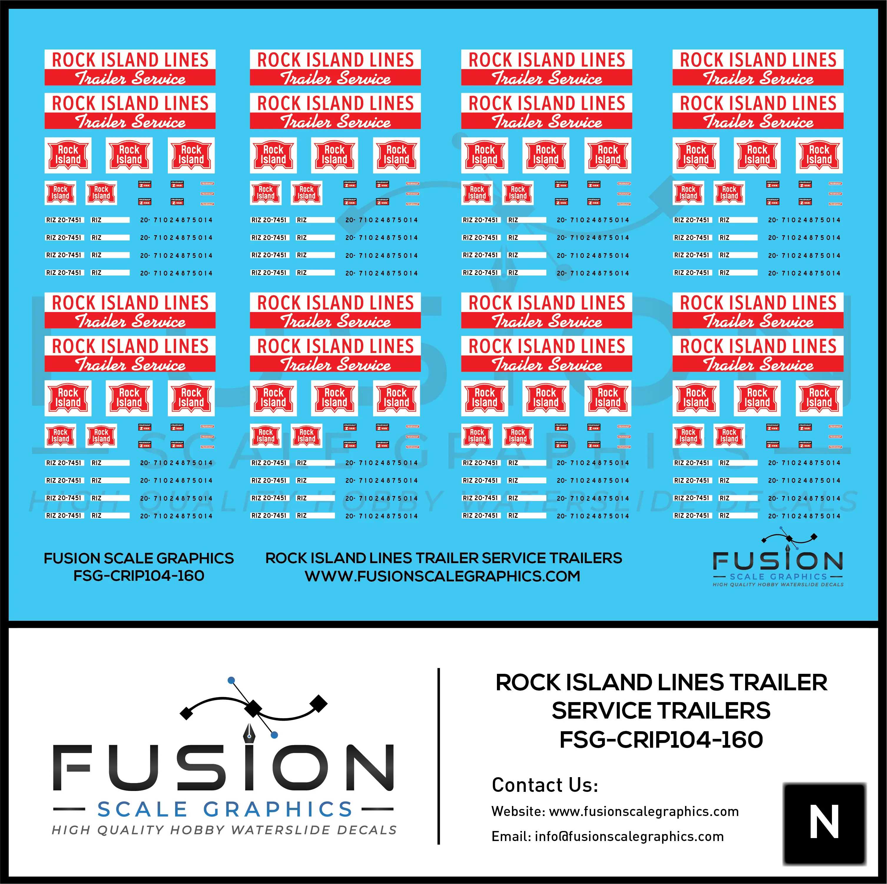 N Scale Rock Island Lines Trailer Service Truck Trailers Decal Set - Front Range Hobbies