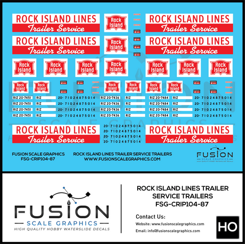 HO Scale Rock Island Lines Trailer Service Decal Set Fusion Scale Graphics