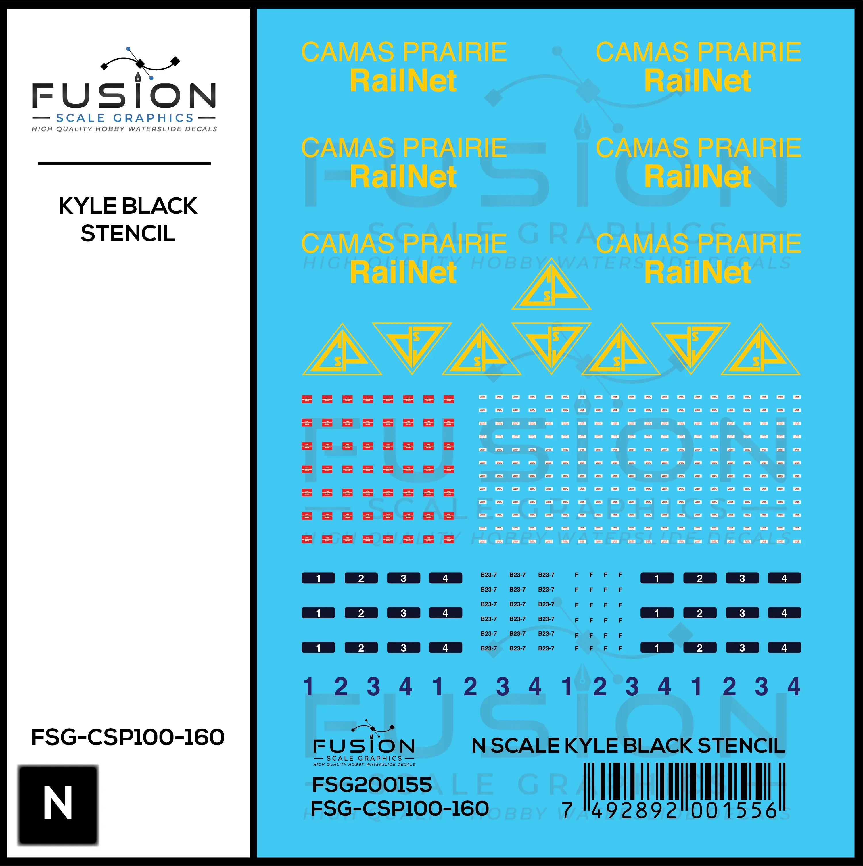 N Scale Camas Prairie RailNet GE B23-7 Locomotives Decal Set Fusion Scale Graphics