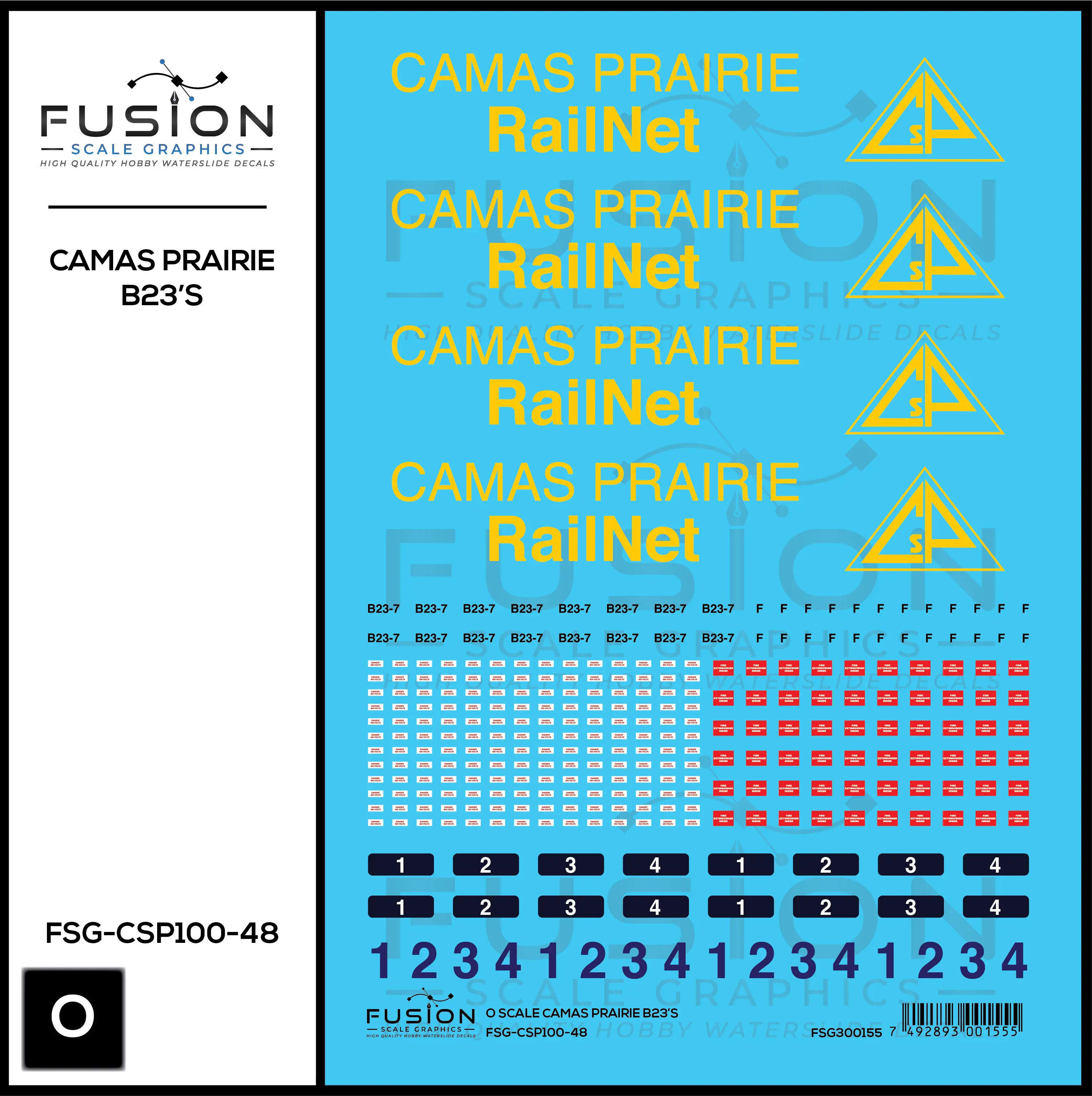 O Scale Camas Prairie RailNet GE B23-7 Locomotives Decal Set Fusion Scale Graphics