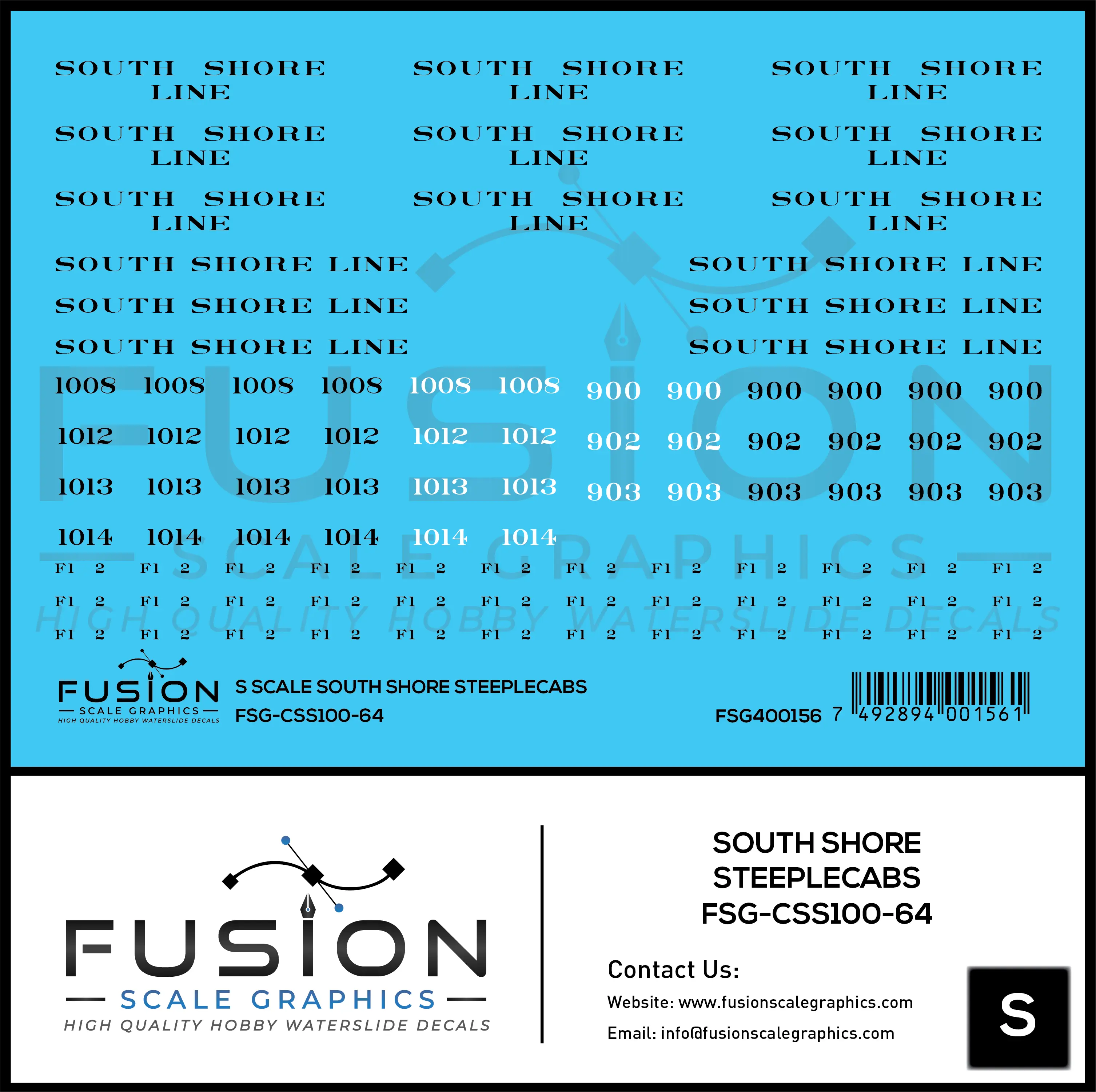 S Scale South Shore Line Steeplecab Locomotives Decal Set Fusion Scale Graphics