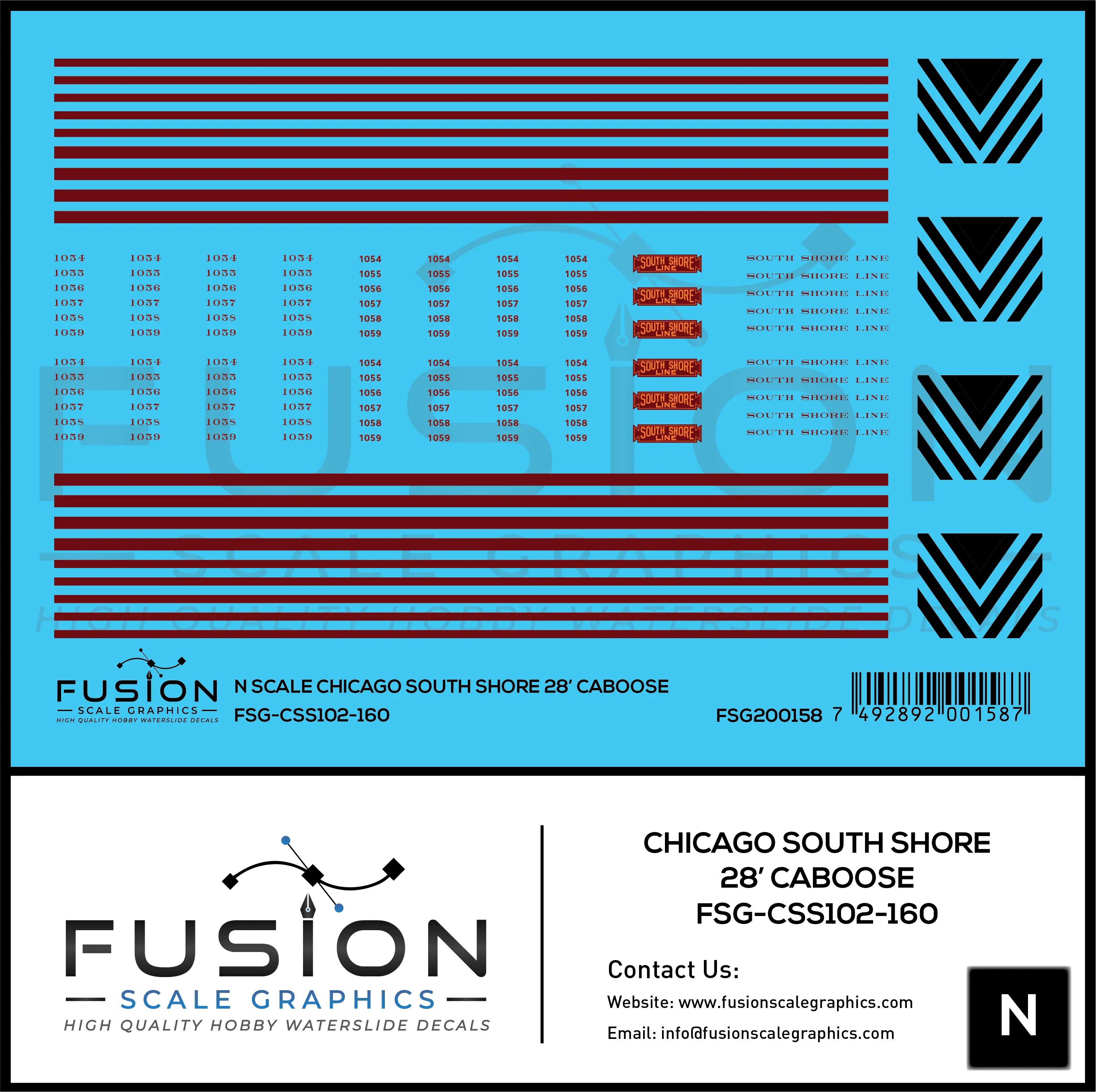 N Scale South Shore Line Caboose Decal Set Fusion Scale Graphics
