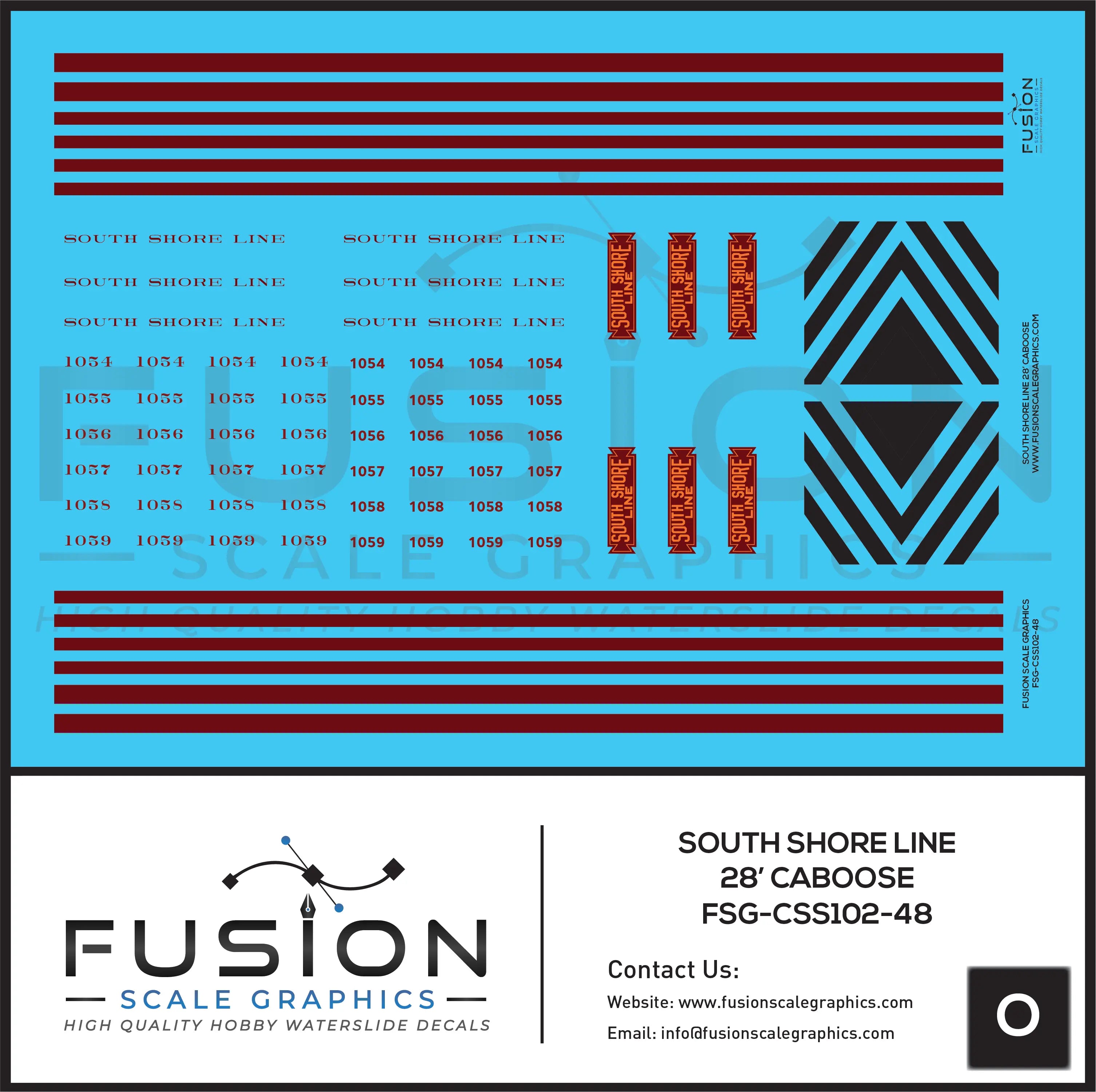O Scale South Shore Line Caboose Decal Set Fusion Scale Graphics