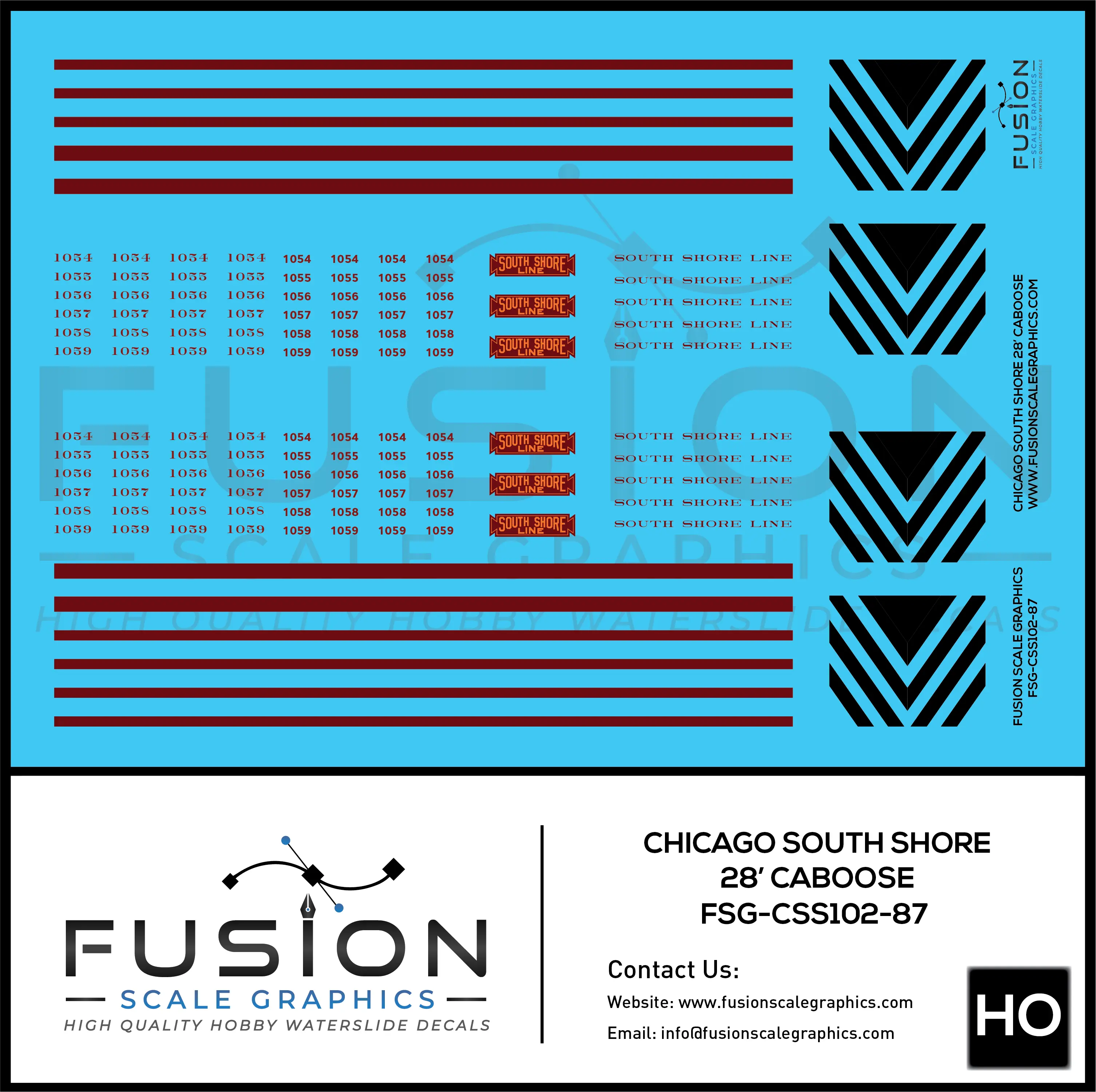 HO Scale South Shore Line Caboose Decal Set - Front Range Hobbies