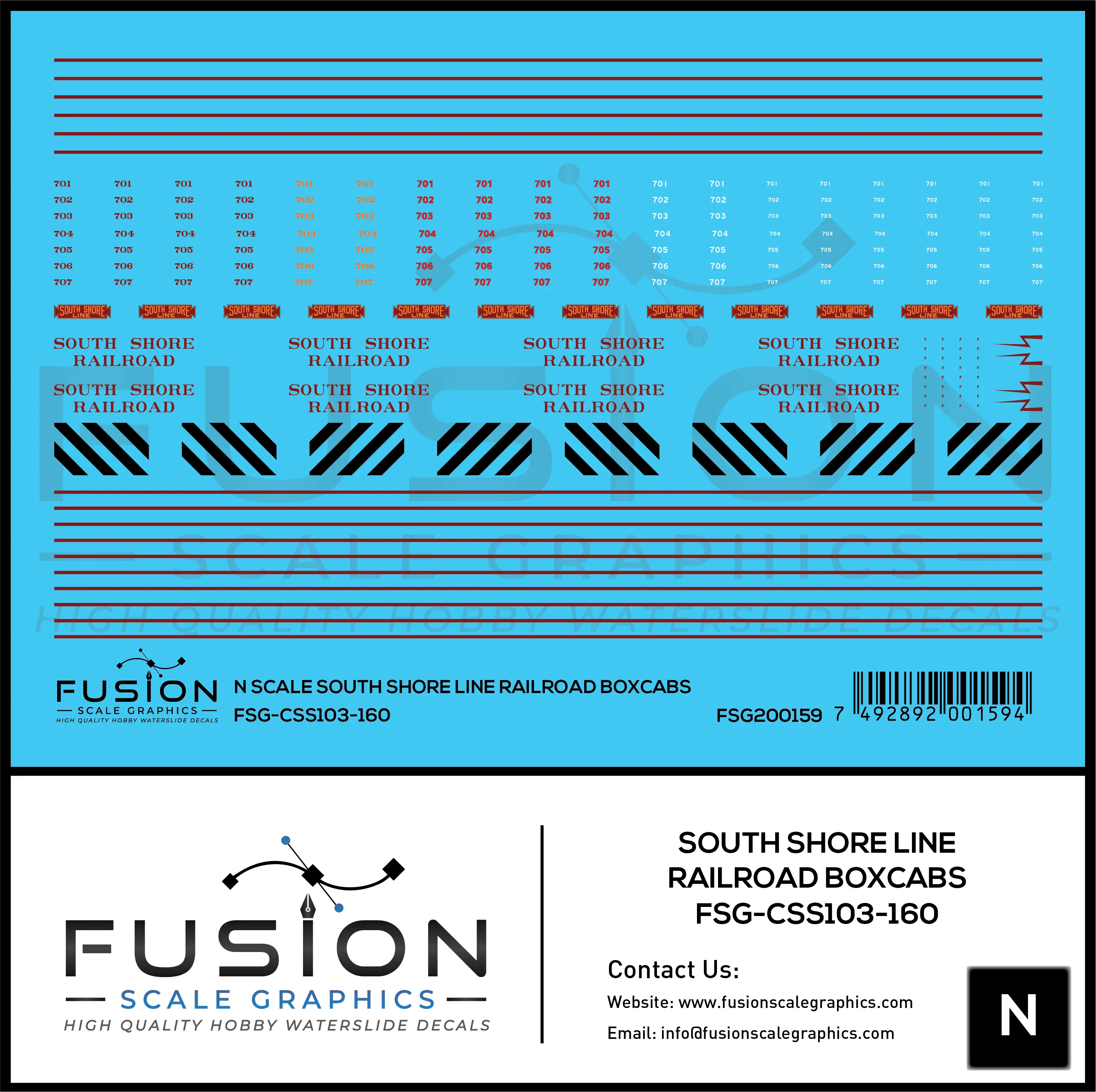N Scale South Shore Railroad Boxcabs Decal Set Fusion Scale Graphics