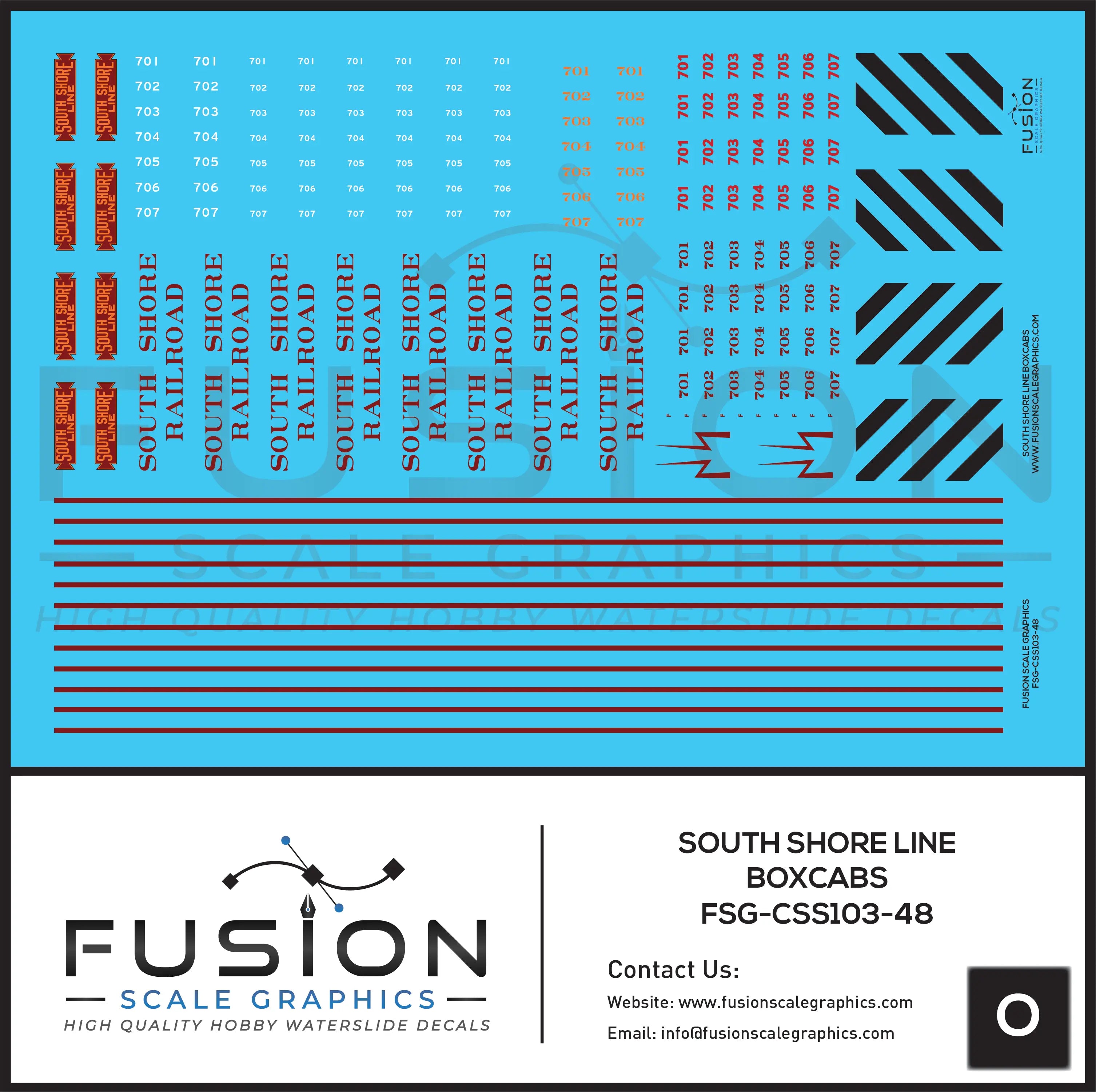 O Scale South Shore Railroad Boxcabs Decal Set Fusion Scale Graphics