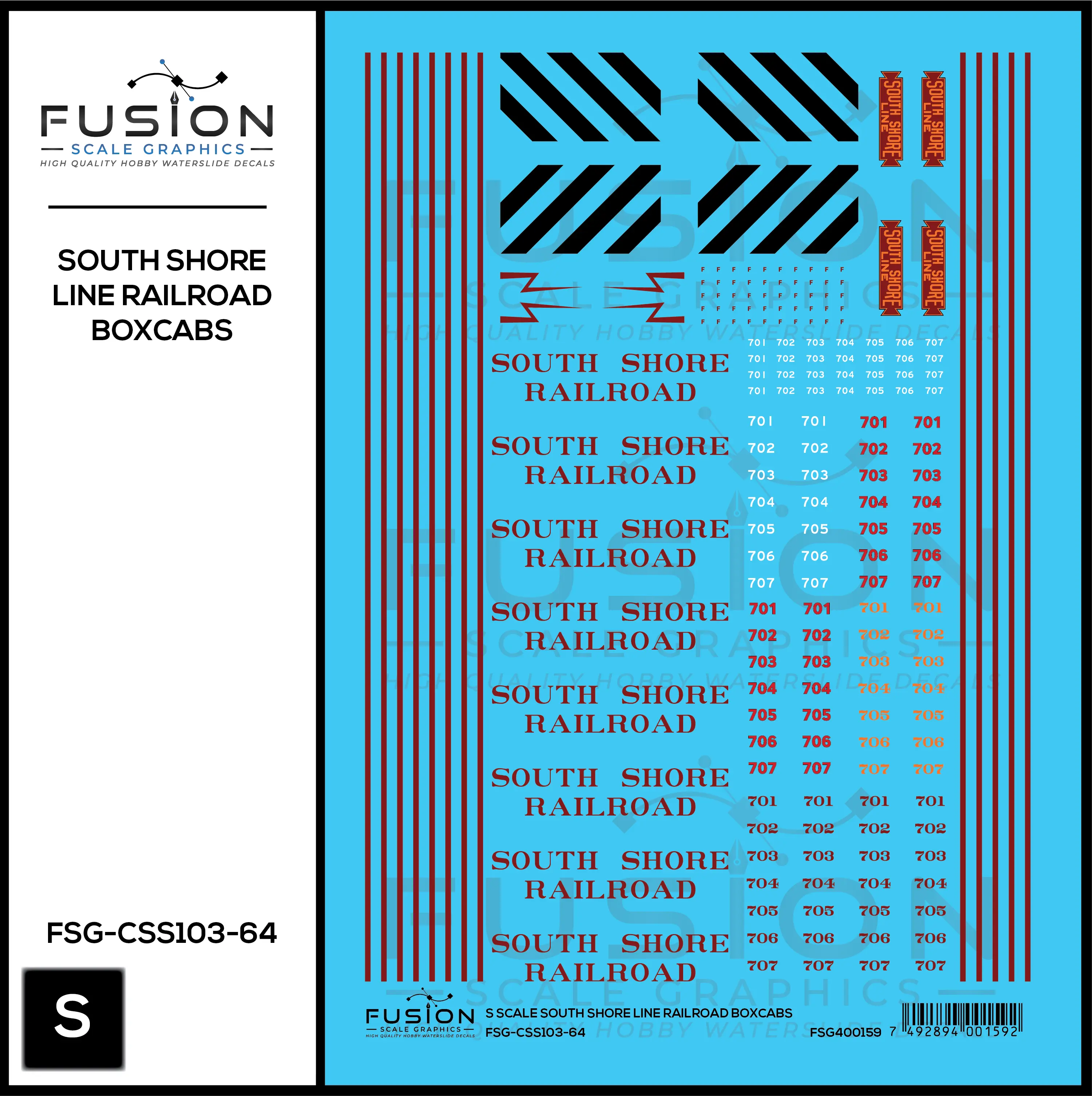 S Scale South Shore Railroad Boxcabs Decal Set Fusion Scale Graphics