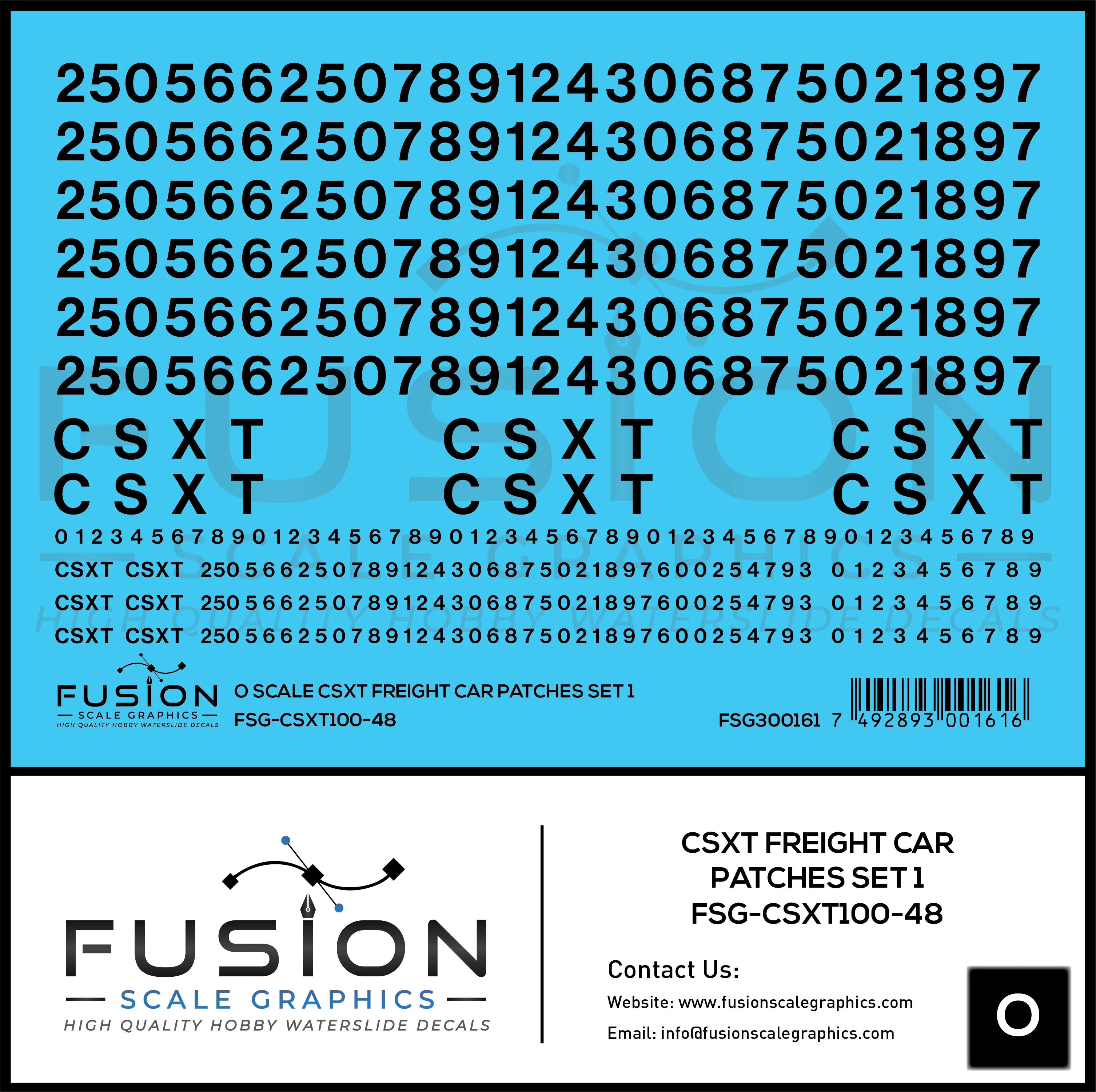 O Scale CSX Freight Car Patches Decal Set 1 Fusion Scale Graphics