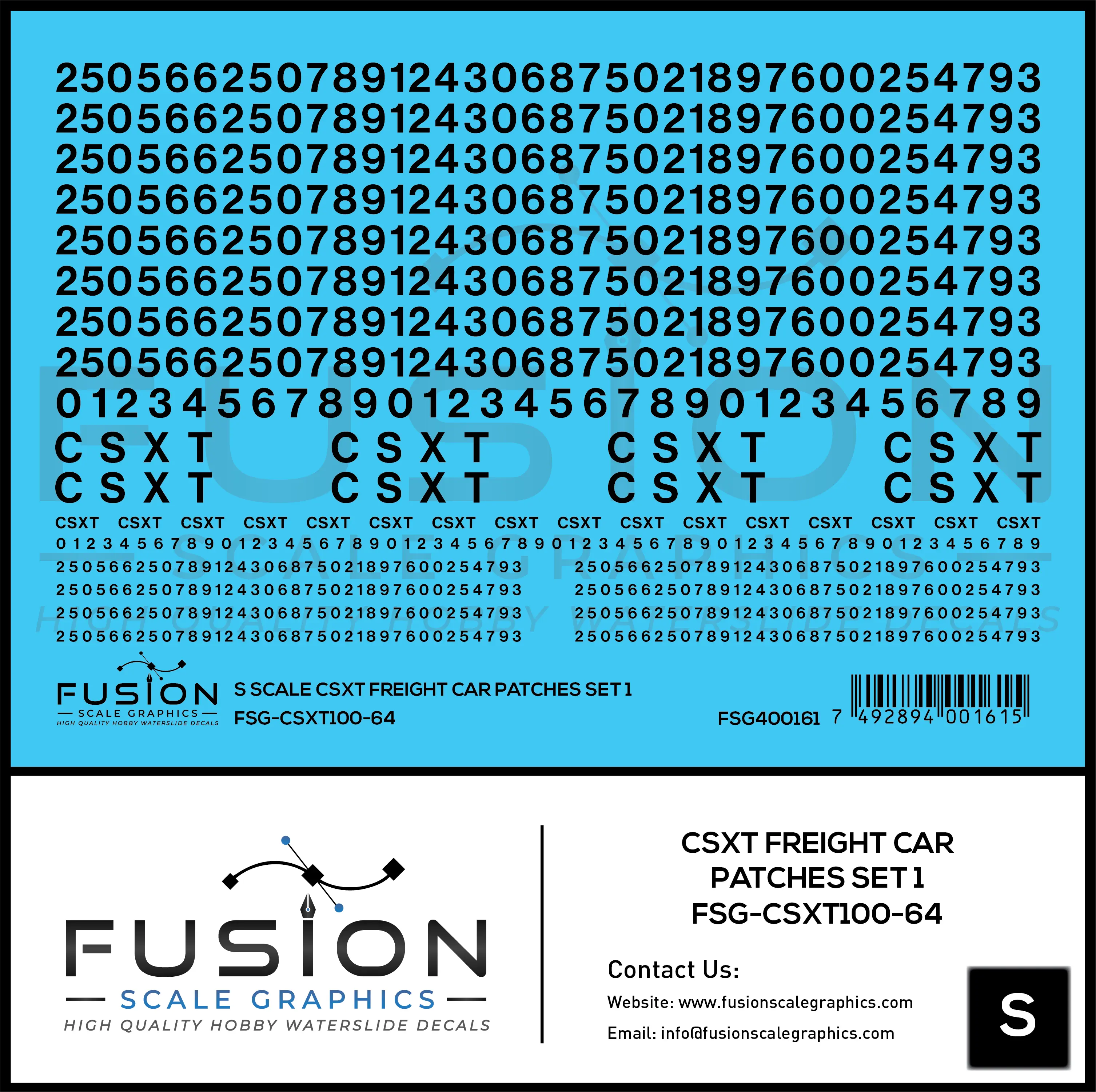 S Scale CSX Freight Car Patches Decal Set 1 Fusion Scale Graphics