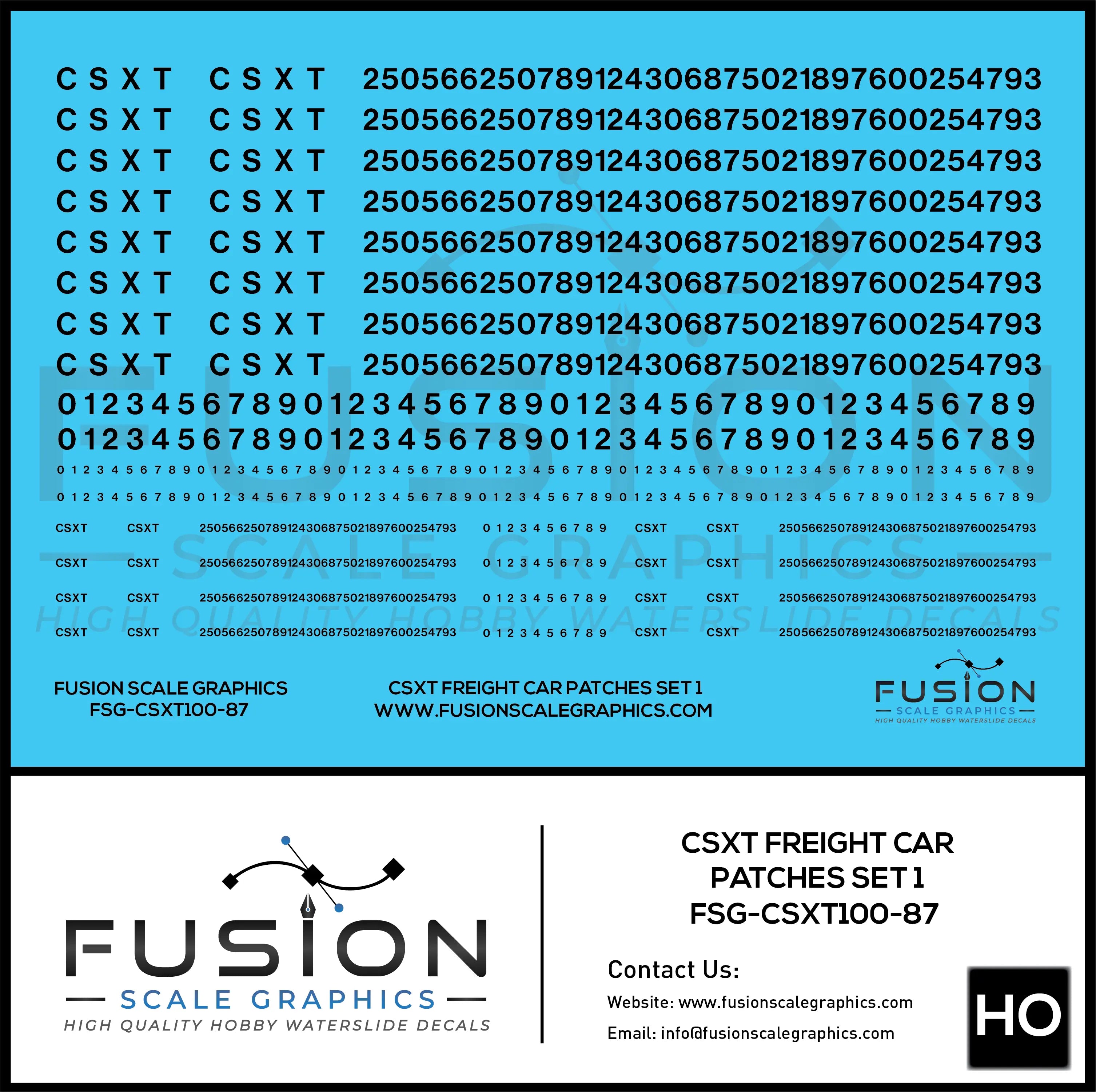 HO Scale CSX CSXT Freight Car Patches Set 1 Black Fusion Scale Graphics