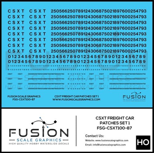 HO Scale CSX CSXT Freight Car Patches Set 1 Black Fusion Scale Graphics