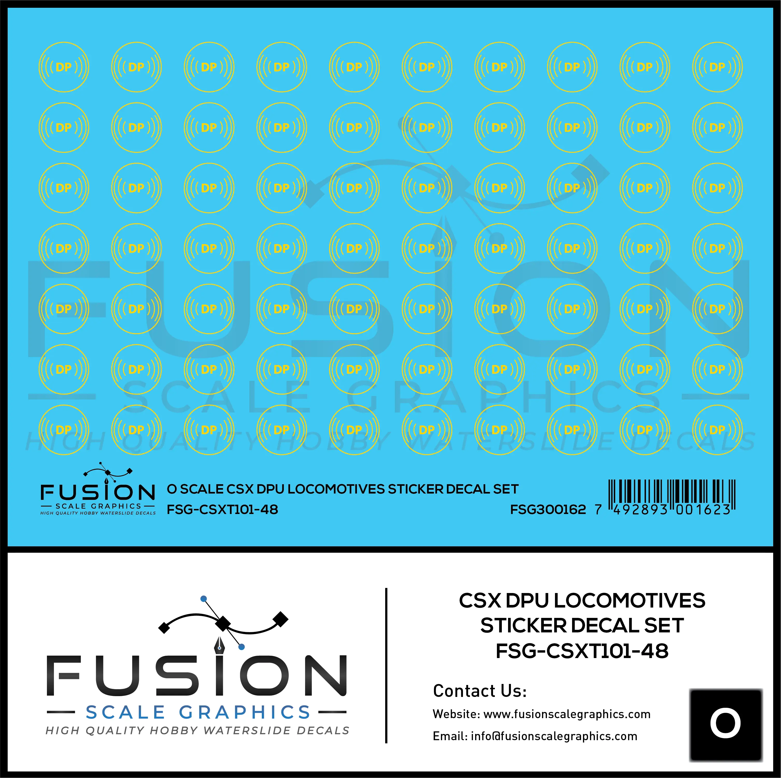 O Scale CSX Distributed Power DP Logos Decal Set Fusion Scale Graphics
