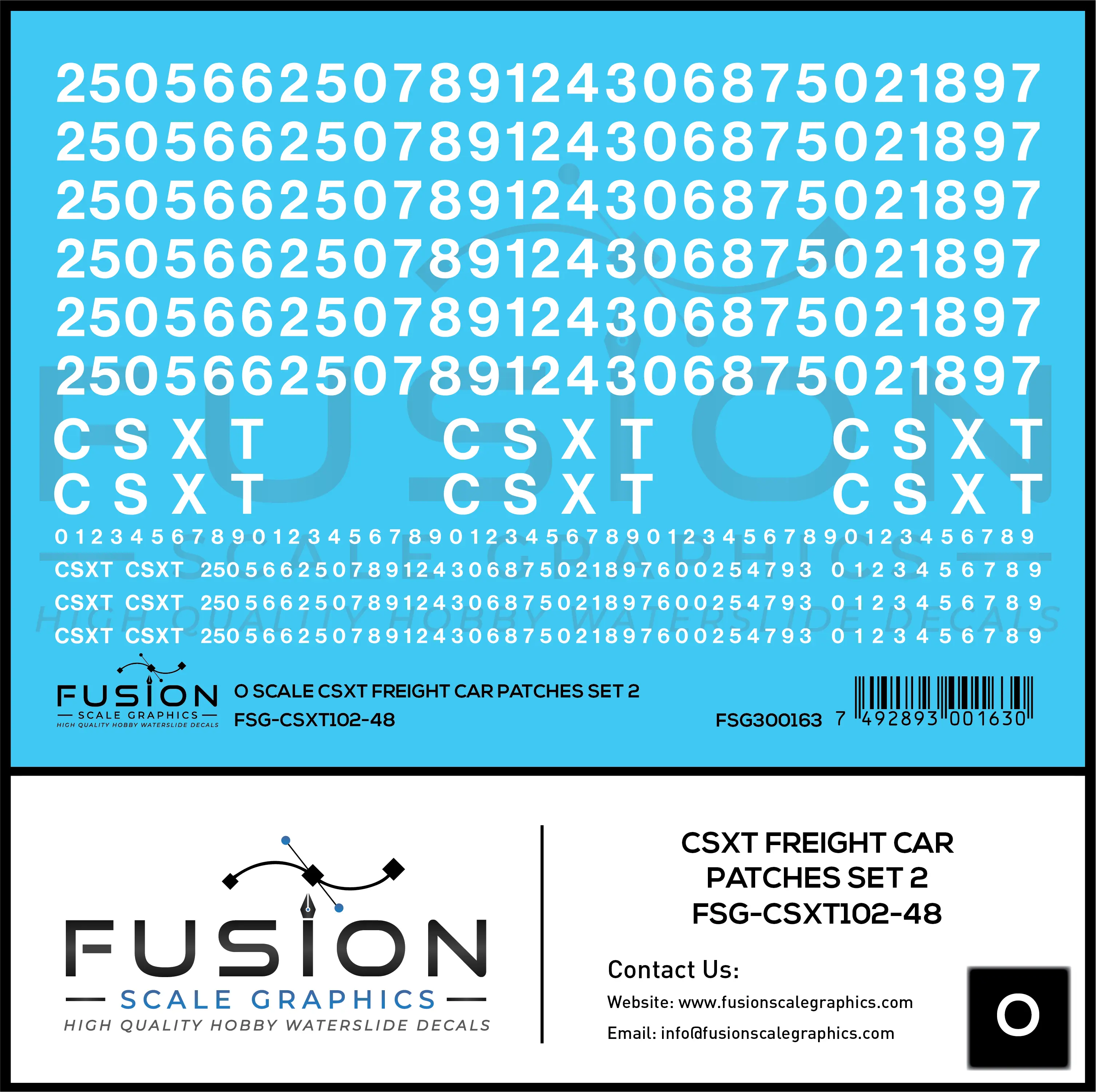 O Scale CSXT Freight Car Patches Set 2 White Fusion Scale Graphics