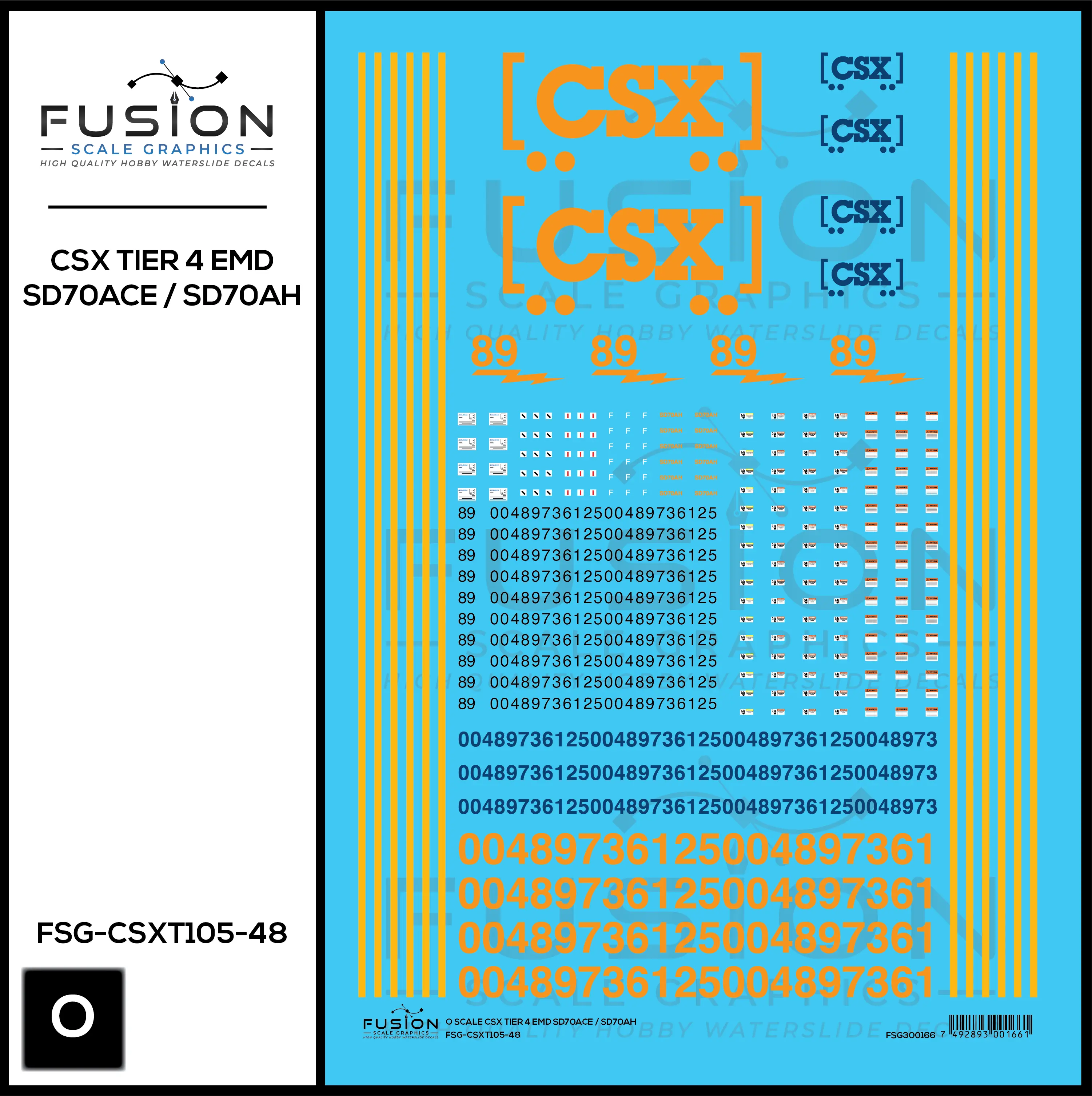 O Scale CSX EMD T4 SD70ACE SD70AH Locomotive Decal Set Fusion Scale Graphics