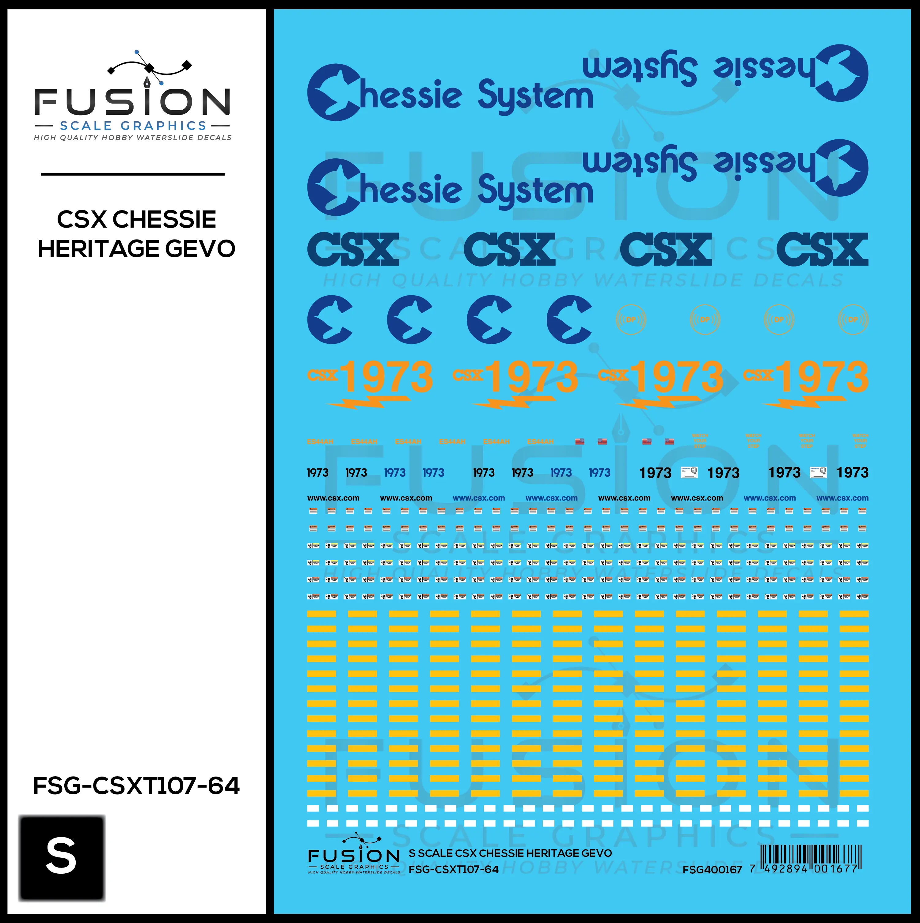 S Scale CSX 1973 Chessie System Heritage ES44AH Locomotive Decal Set - Front Range Hobbies