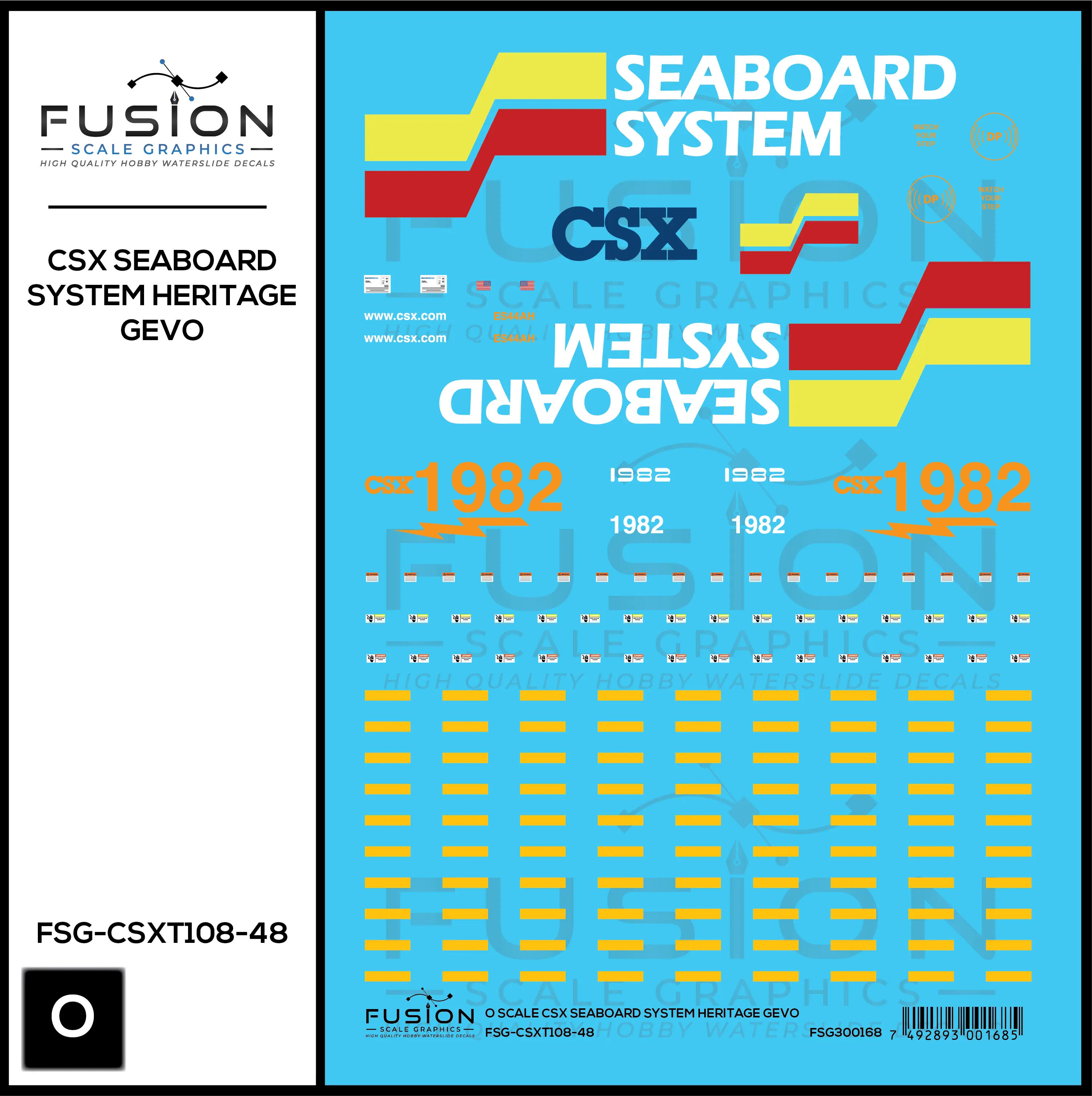 O Scale CSX Seaboard System Heritage GEVO Locomotive Decal Set Fusion Scale Graphics