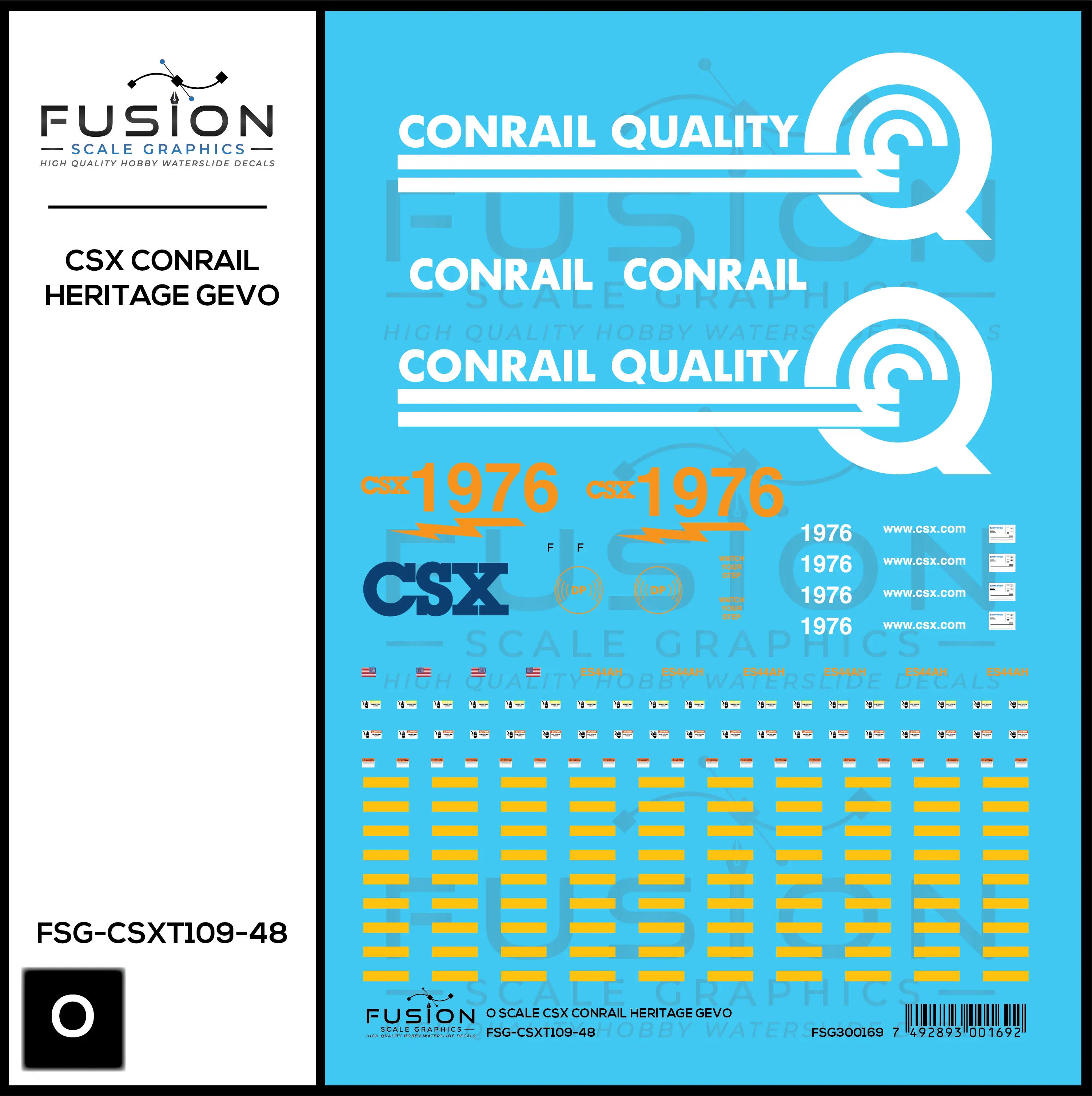 O Scale CSXT Conrail Heritage GEVO Locomotive Decal Set Fusion Scale Graphics