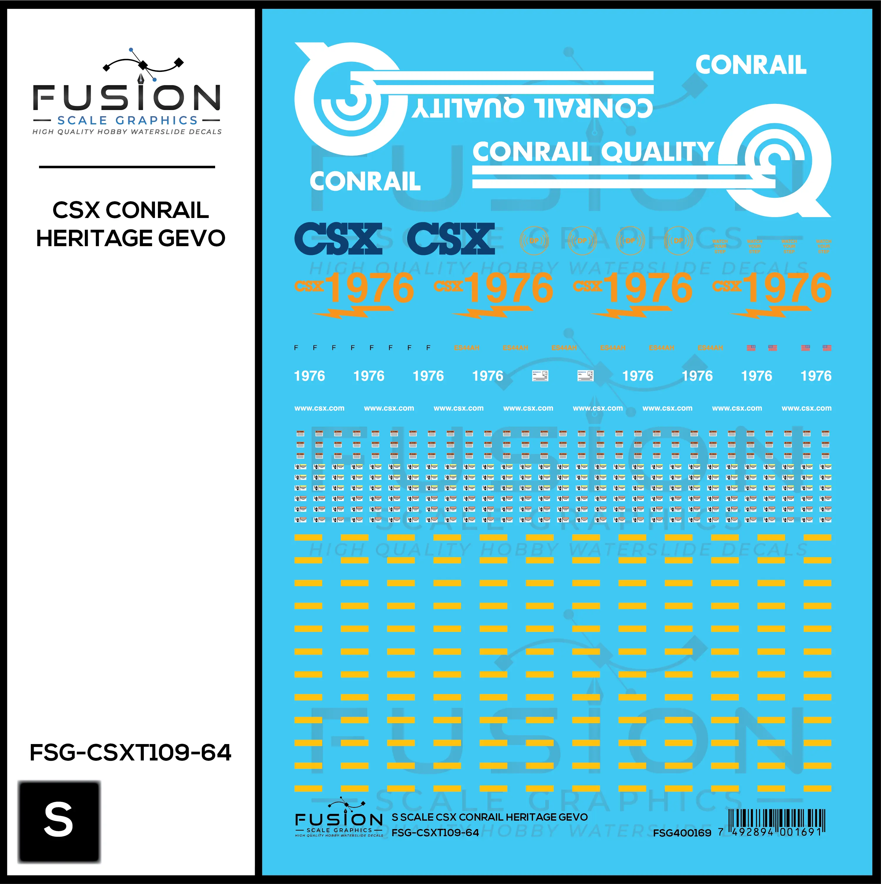 S Scale CSXT Conrail Heritage GEVO Locomotive Decal Set Fusion Scale Graphics