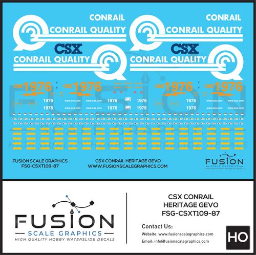 HO Scale CSX Conrail Heritage GEVO Locomotive Decal Set Fusion Scale Graphics