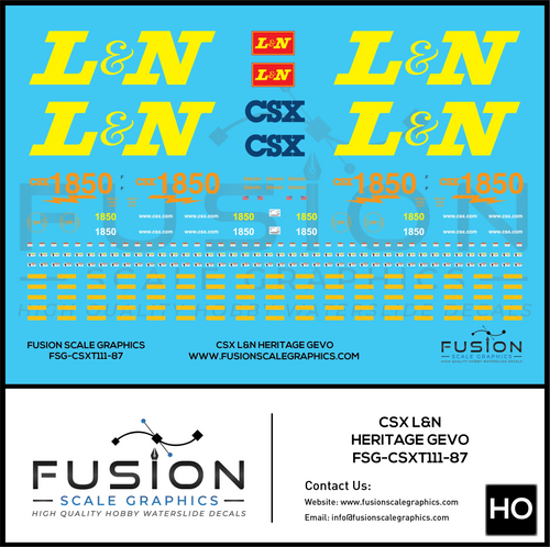 HO Scale CSX 1850 L&N Heritage ES44AH Locomotive Decal Set Fusion Scale Graphics