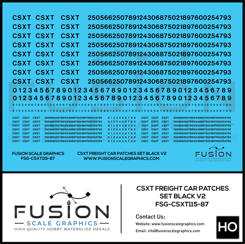 HO Scale CSX CSXT Freight Car Patches Set V2 Black Fusion Scale Graphics