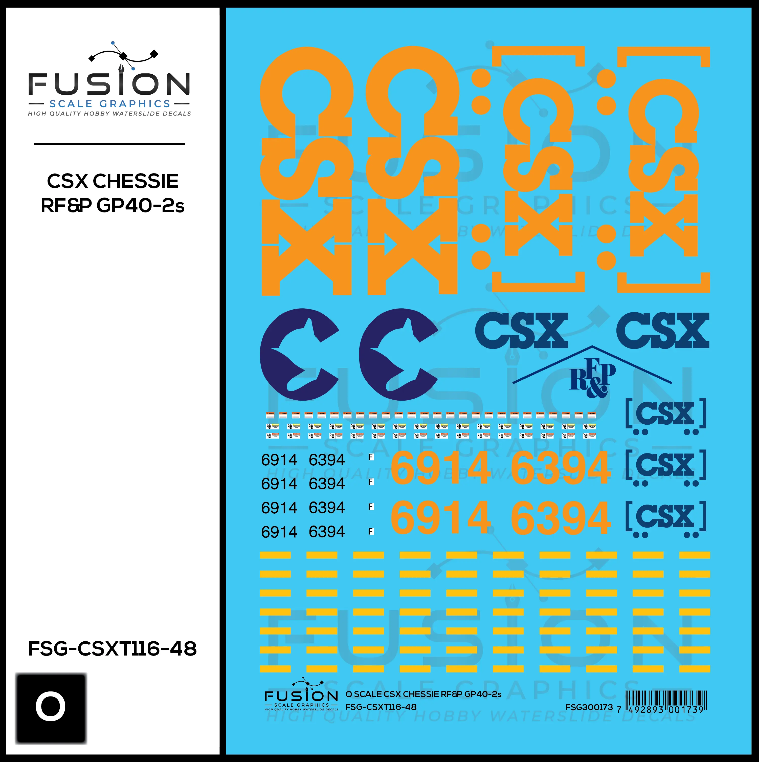 O Scale CSX Chessie and RF&P GP40-2 "Heritage" Locomotives Decal Set Fusion Scale Graphics