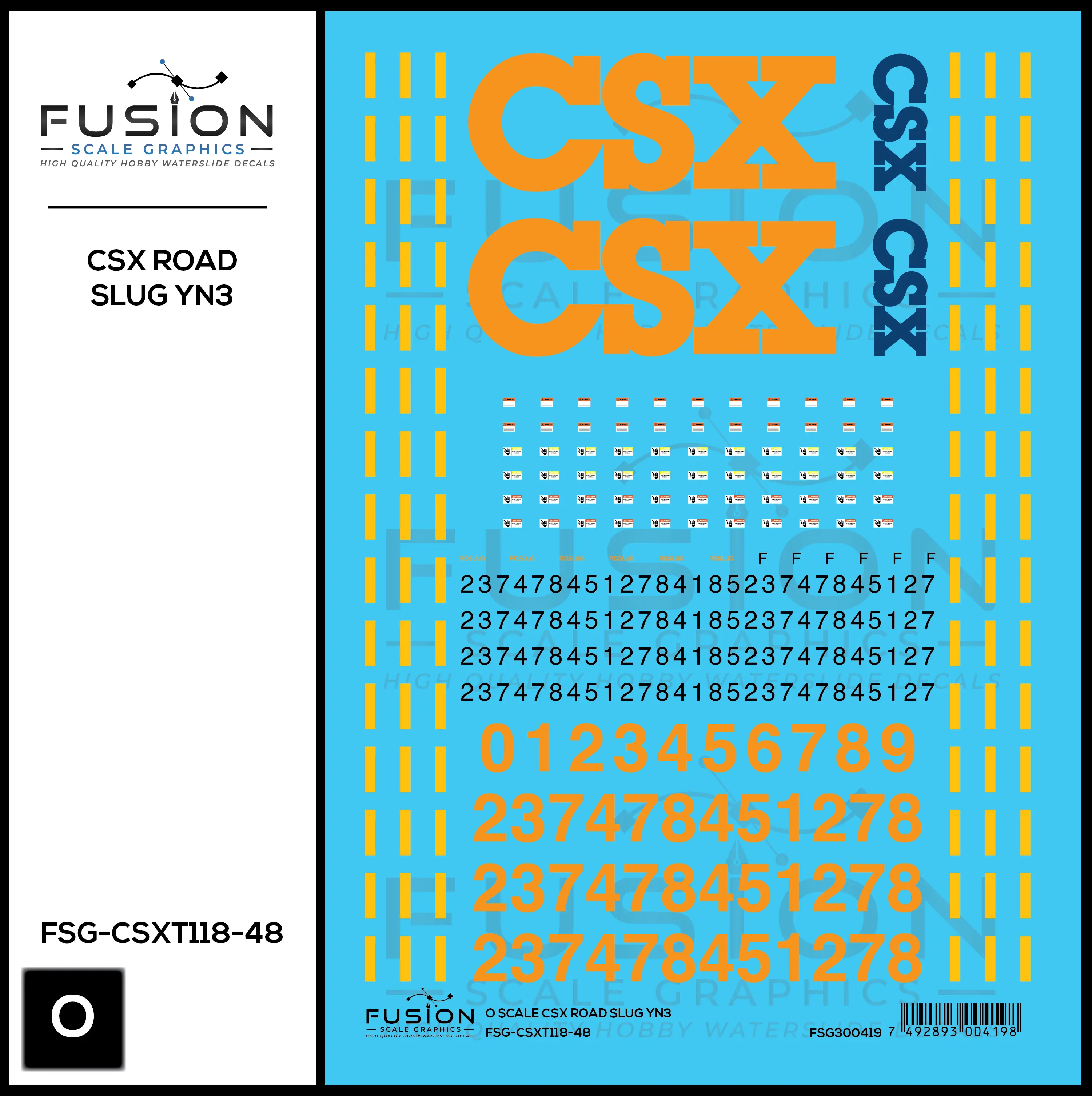 O Scale CSX Road Slug YN3 Decal Set - Front Range Hobbies